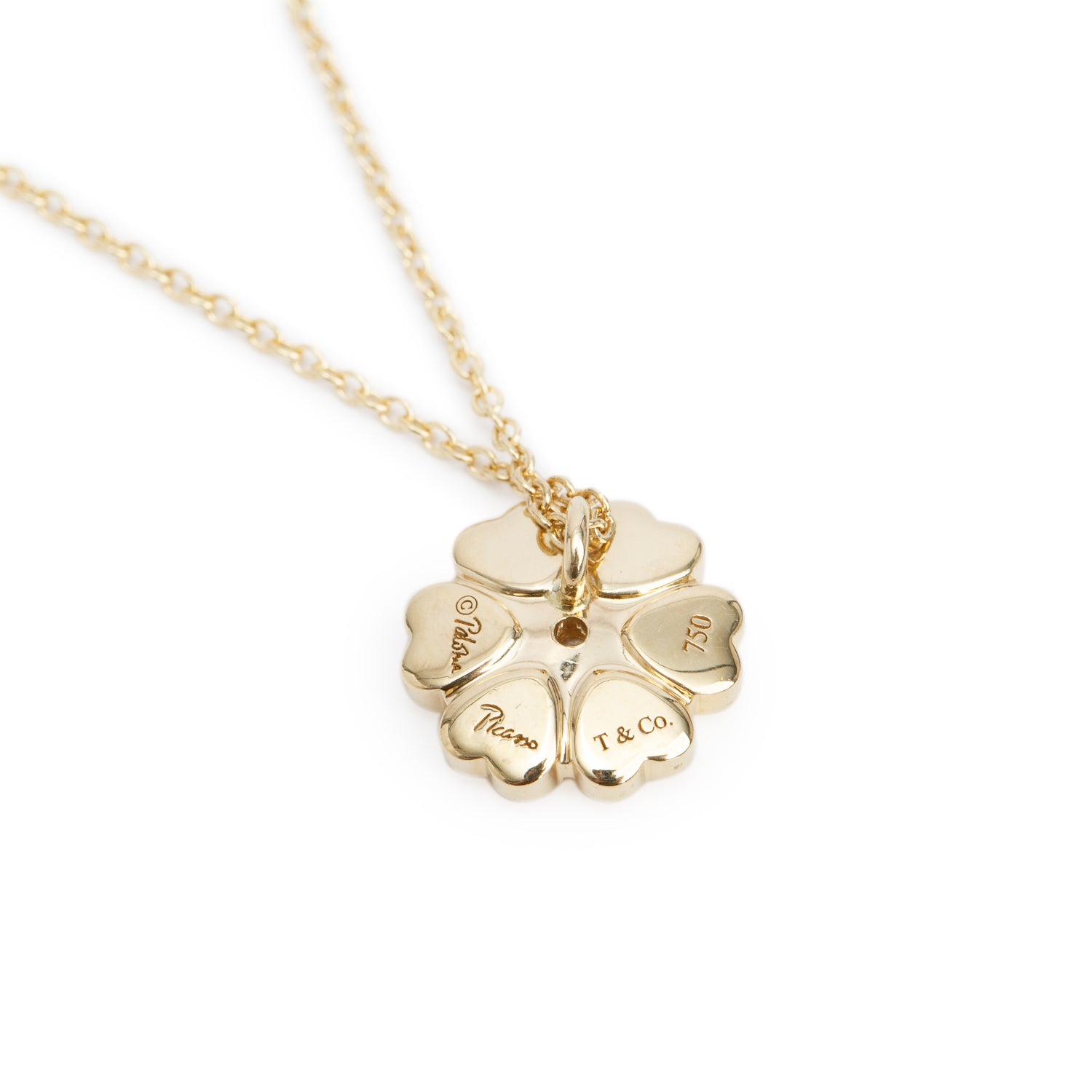 Tiffany & Co. Paloma Picasso 18k Yellow Gold Diamond Crown of Hearts Pendant Necklace w/ Box