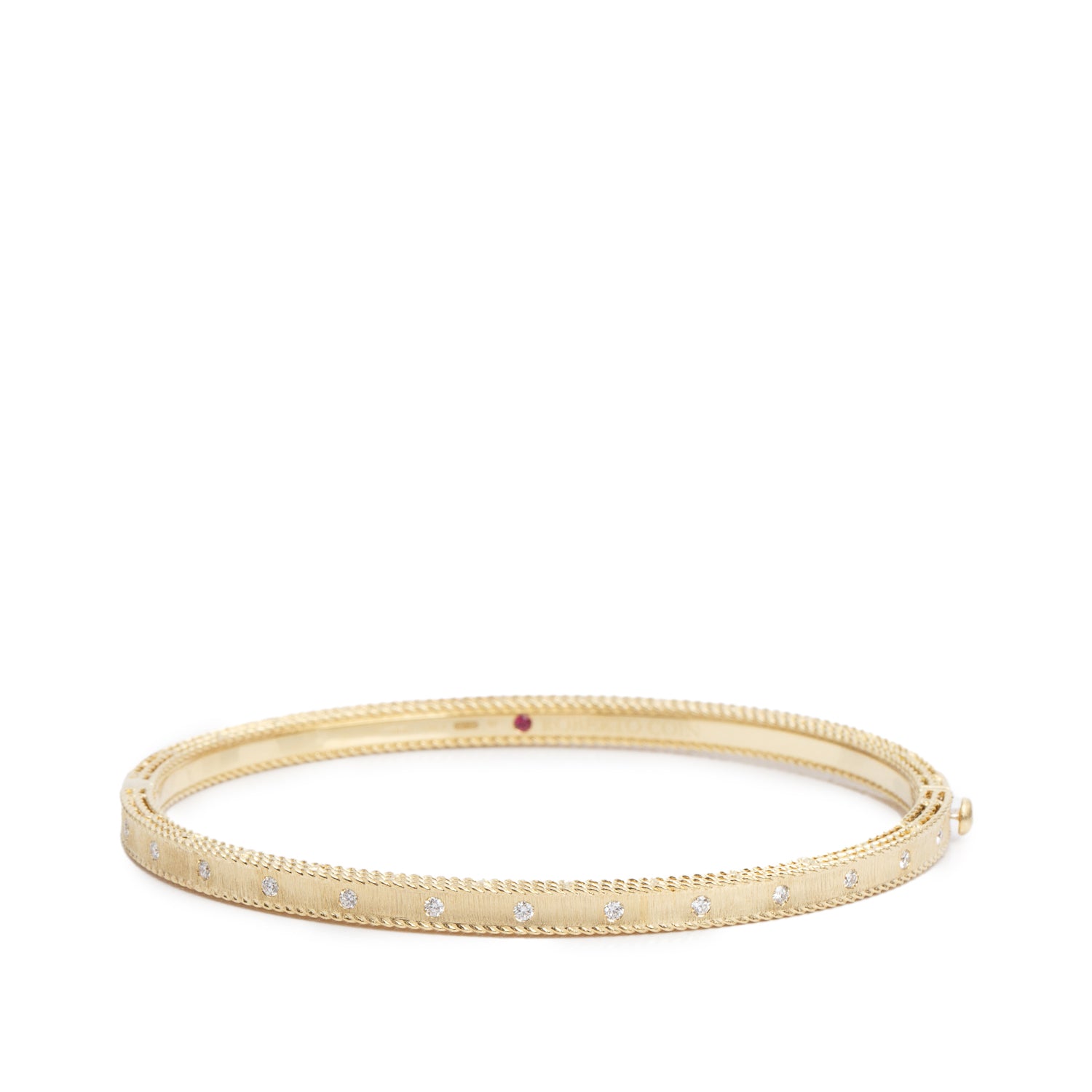 Roberto Coin 18k Yellow Gold Pave Diamond Princess Bangle Bracelet