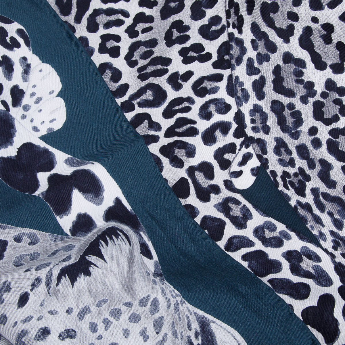 Hermes Green & Multicolor 'Lazy Leopardesses' Scarf 90 w/ Box
