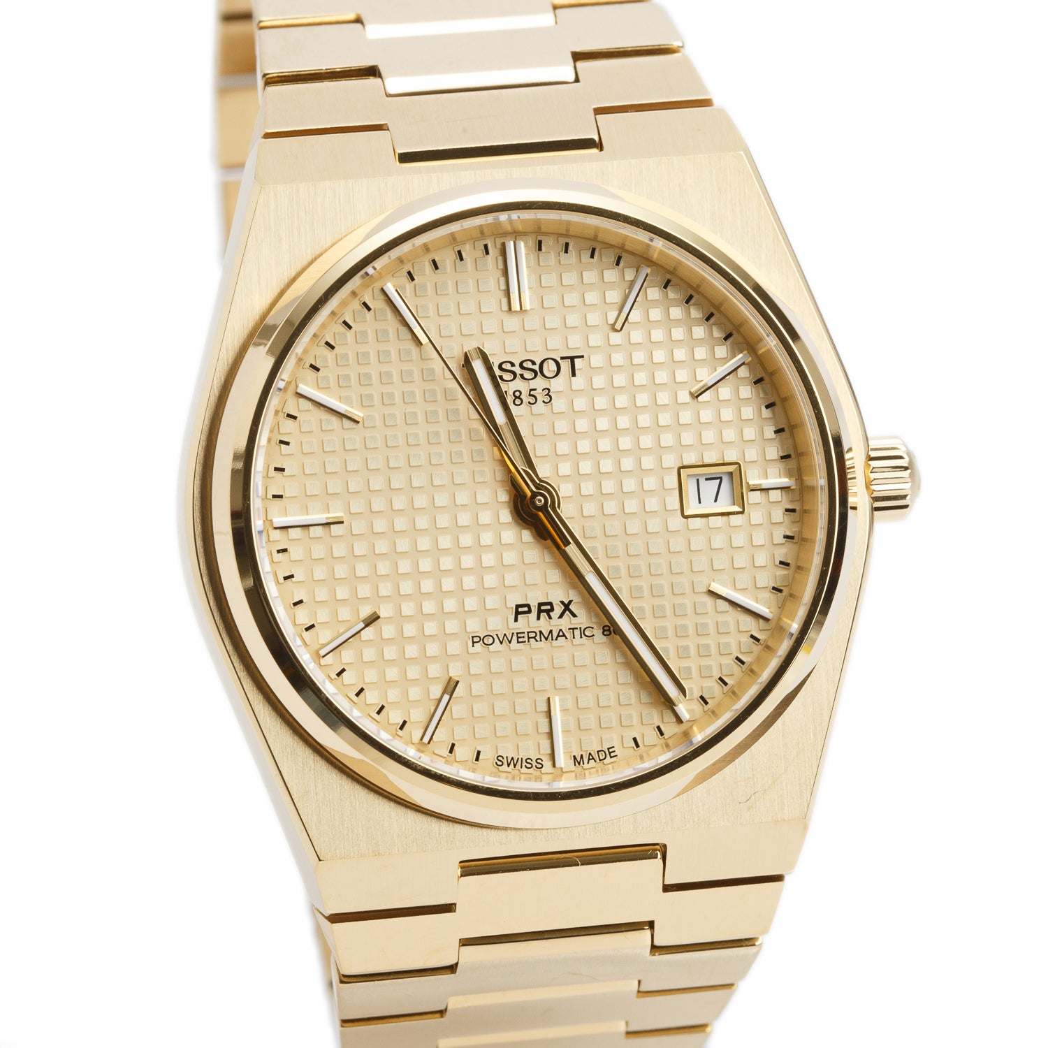 Tissot Gold-Plated Stainless Steel PRX 40 MM Powermatic 80 Automatic Watch Gold Dial w/ Box & Papers