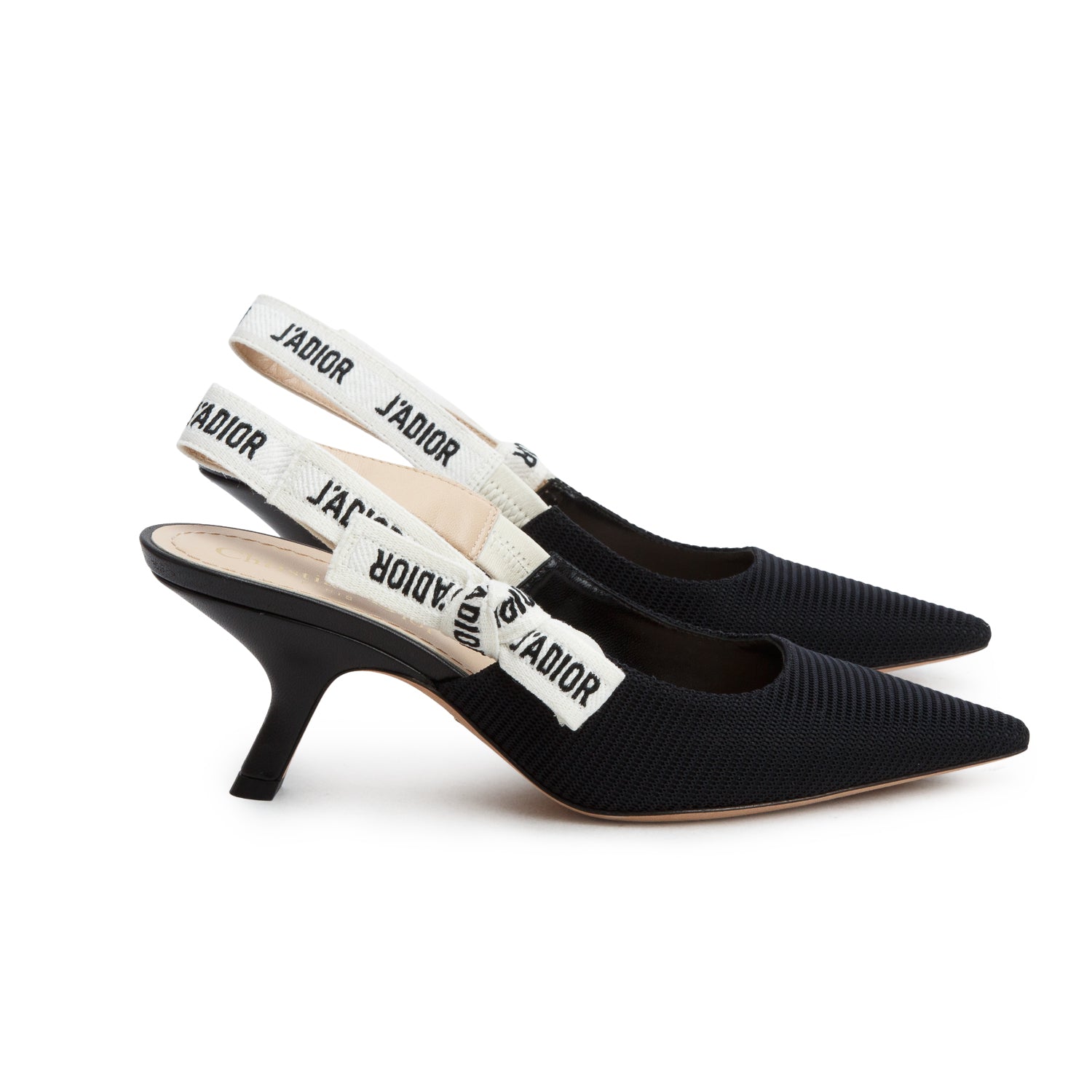Christian Dior Black Technical Fabric Ribbon J'Adior Slingback Pumps, Women's Size 36 w/ Box