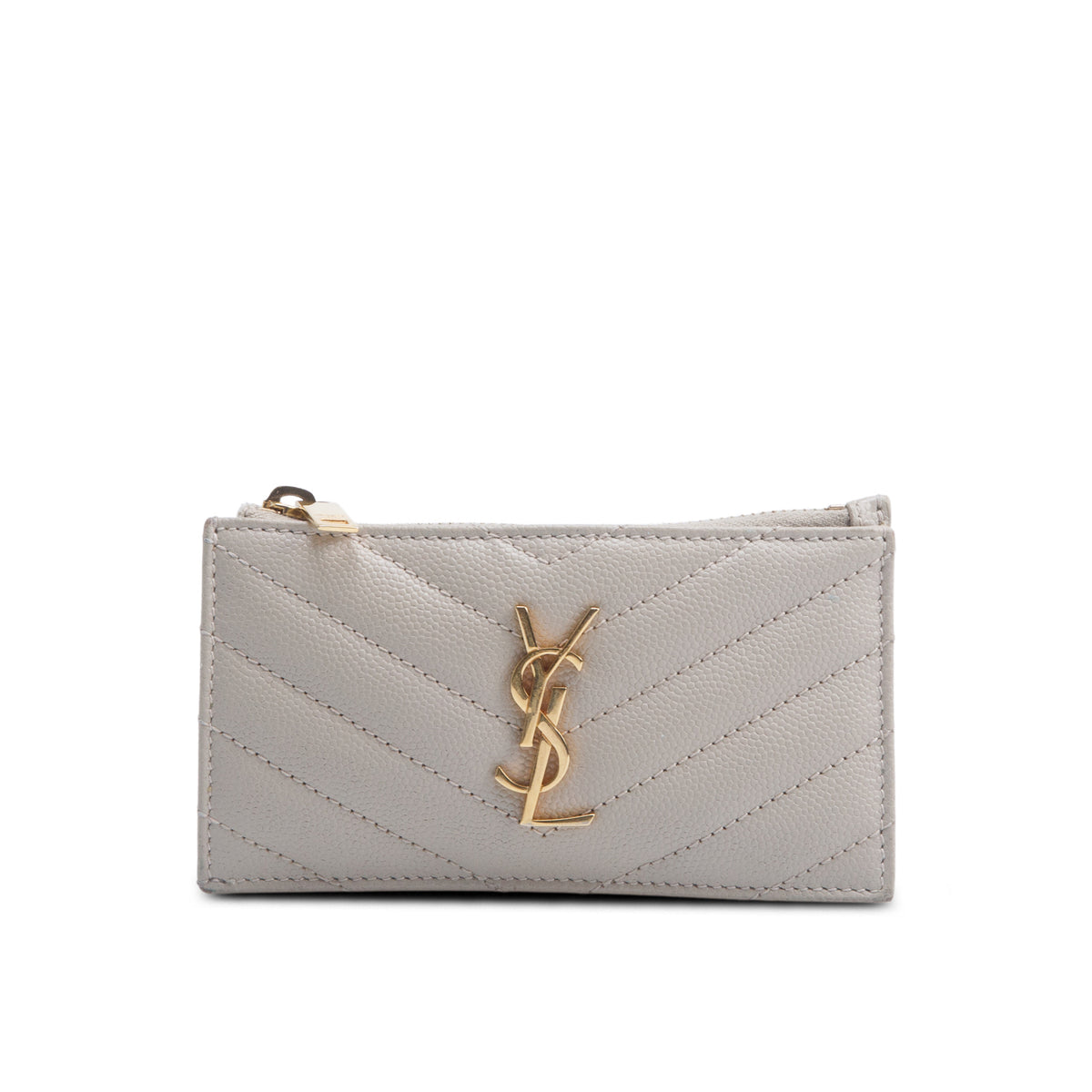 Saint Laurent 2020 Beige Matelasse Grain De Poudre Fragments Card Case