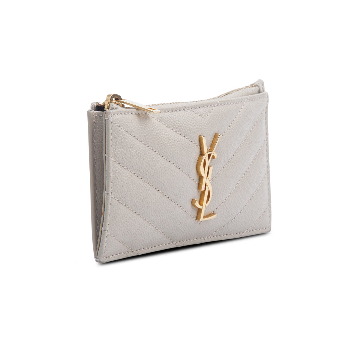 Saint Laurent 2020 Beige Matelasse Grain De Poudre Fragments Card Case