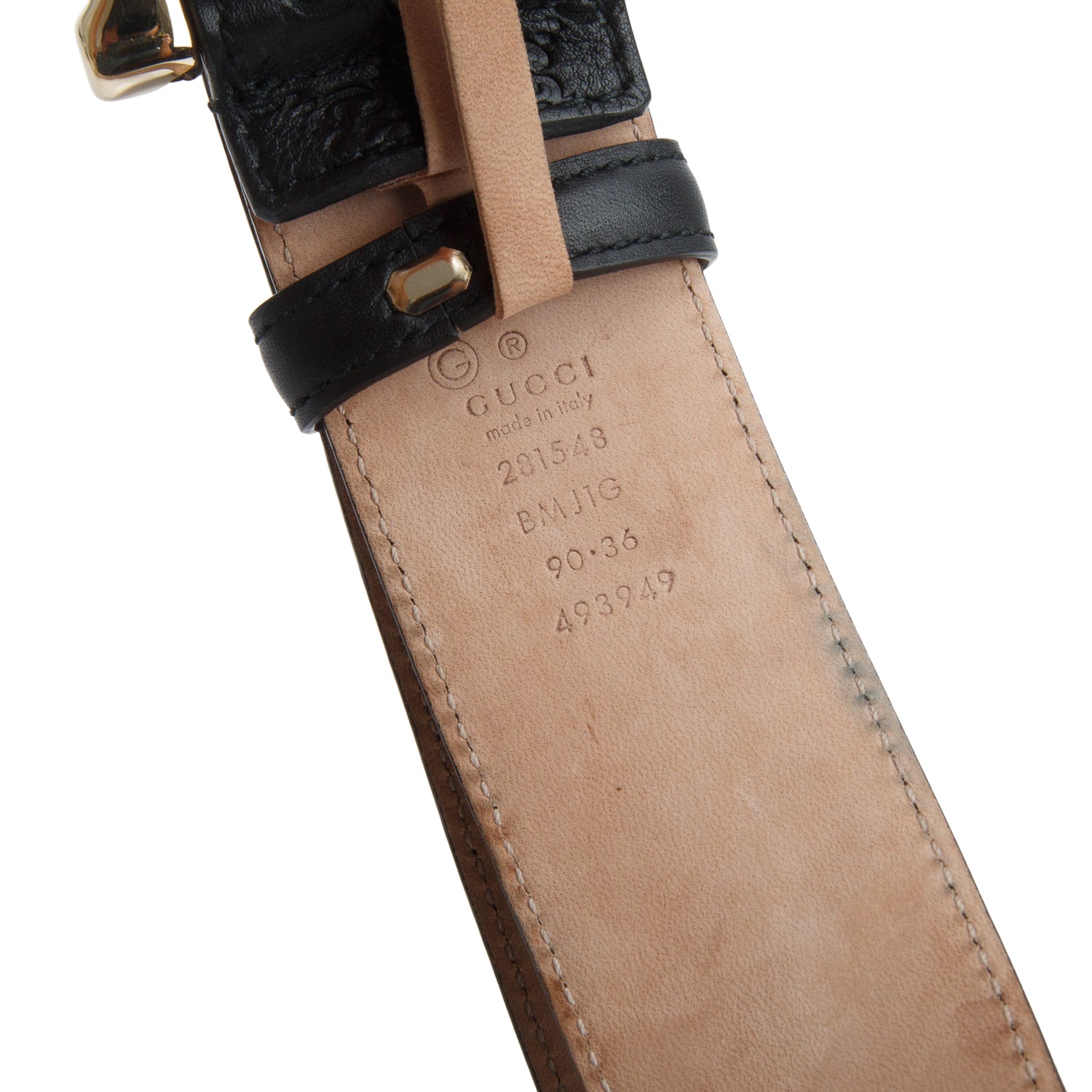 Gucci Black Microguccissima Calfskin Square Buckle Belt 90 36