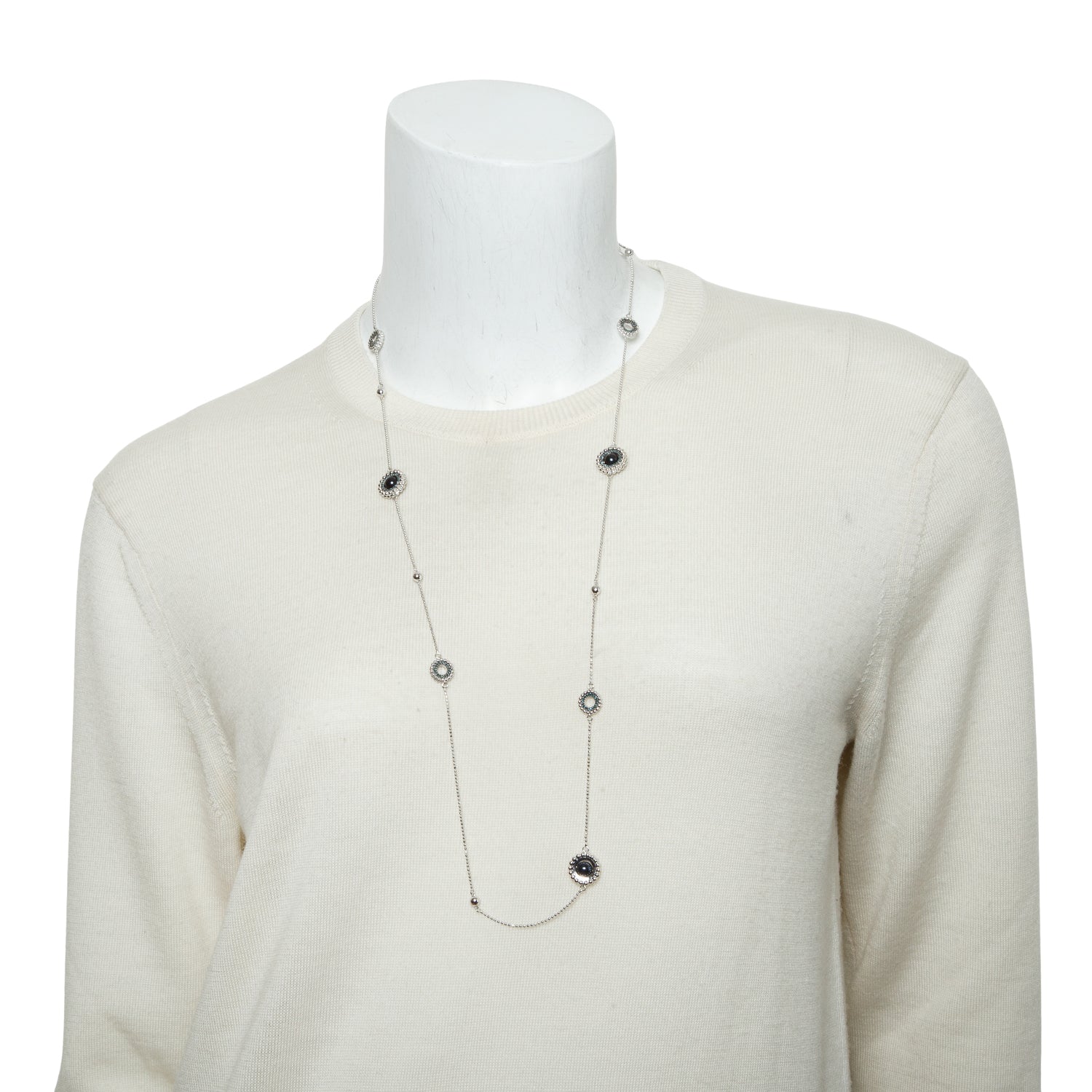 Links of London Sterling Silver Pearl & Blue Diamond Effervescence Station Necklace