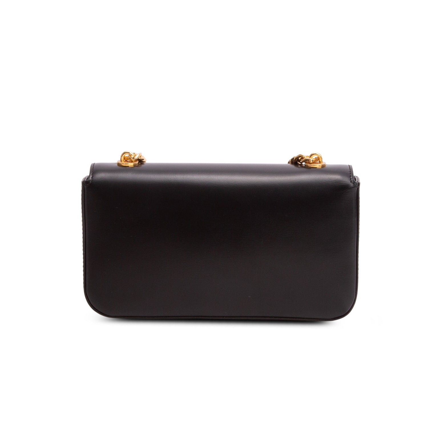 Celine 2021 Black Shiny Calfskin Claude Chain Shoulder Bag