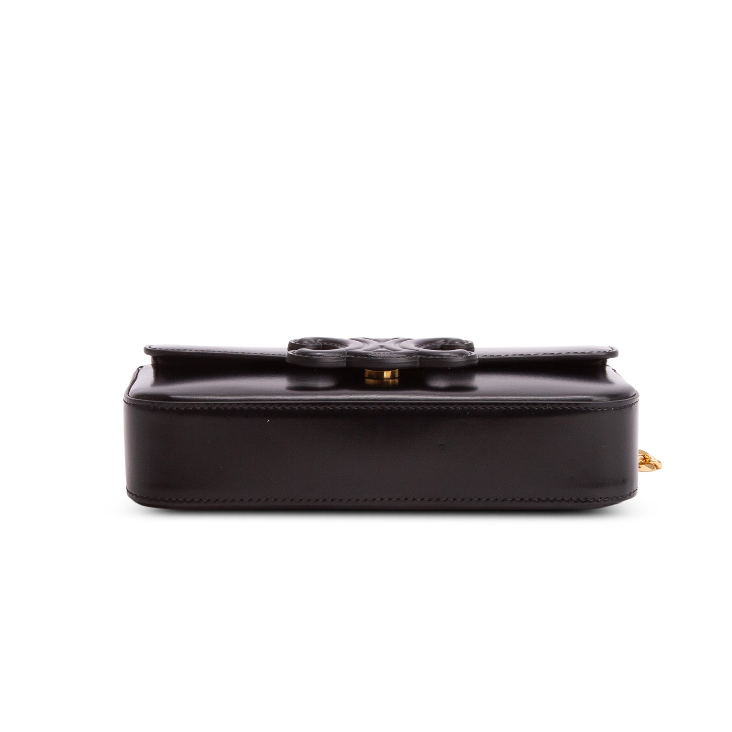 Celine 2021 Black Shiny Calfskin Claude Chain Shoulder Bag