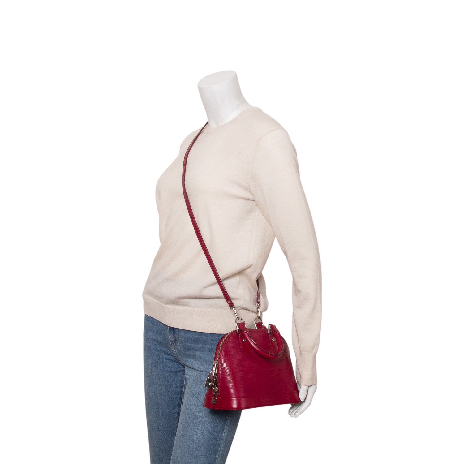 Louis Vuitton Magenta Epi Leather Alma BB w/ Strap