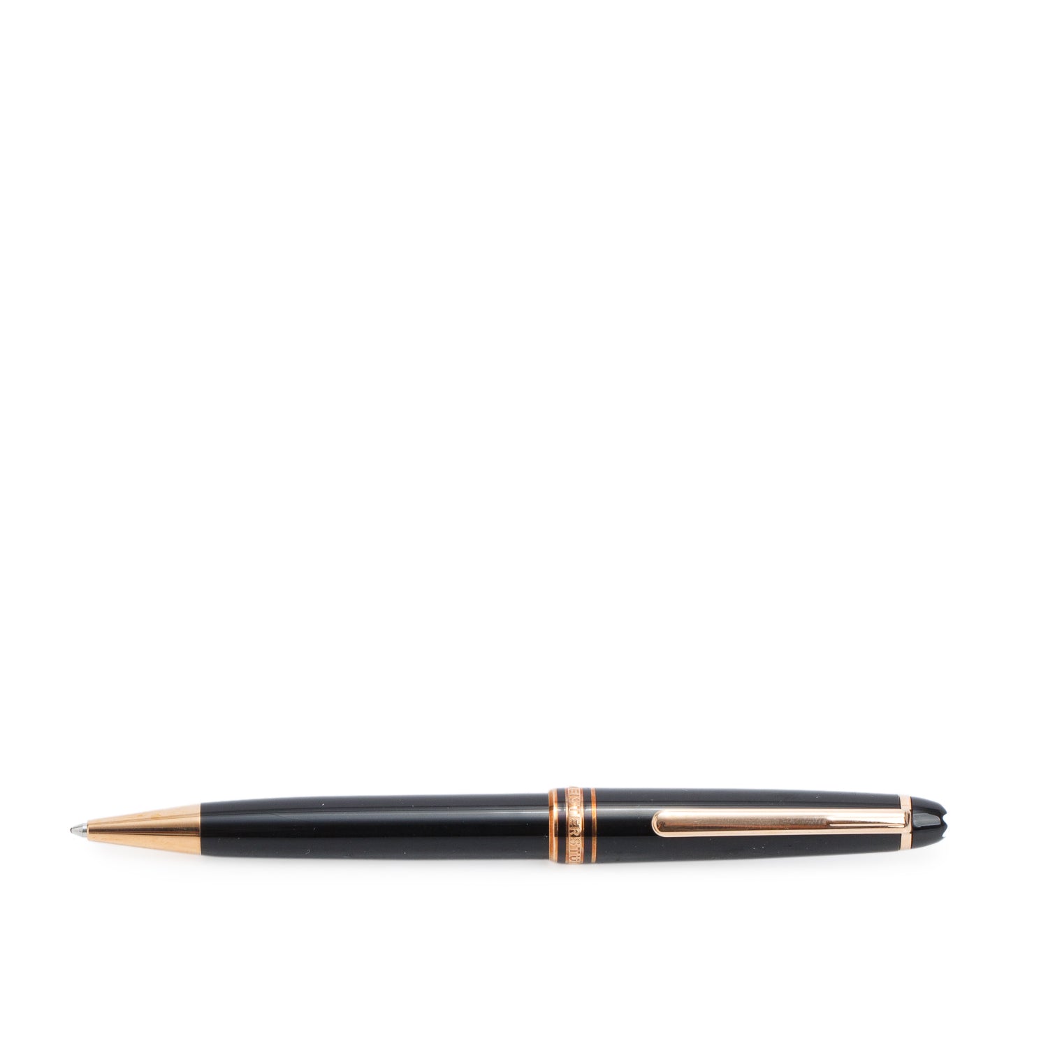Montblanc Rose Gold Coated Meisterstuck Classique Black Resin Ballpoint Pen w/ Box