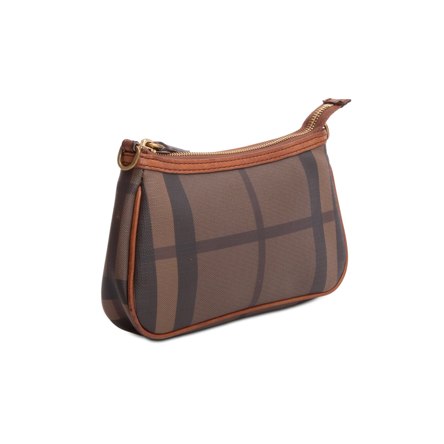 Burberry Brown Check Coated Canvas Pochette Bag