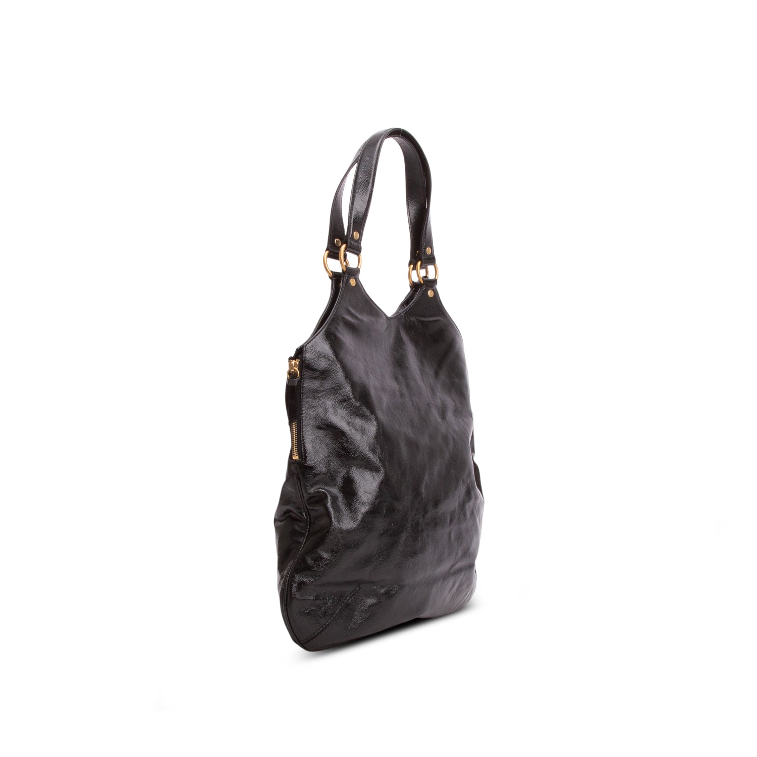 Saint Laurent Black Patent Leather Metropolis Tribute Tote