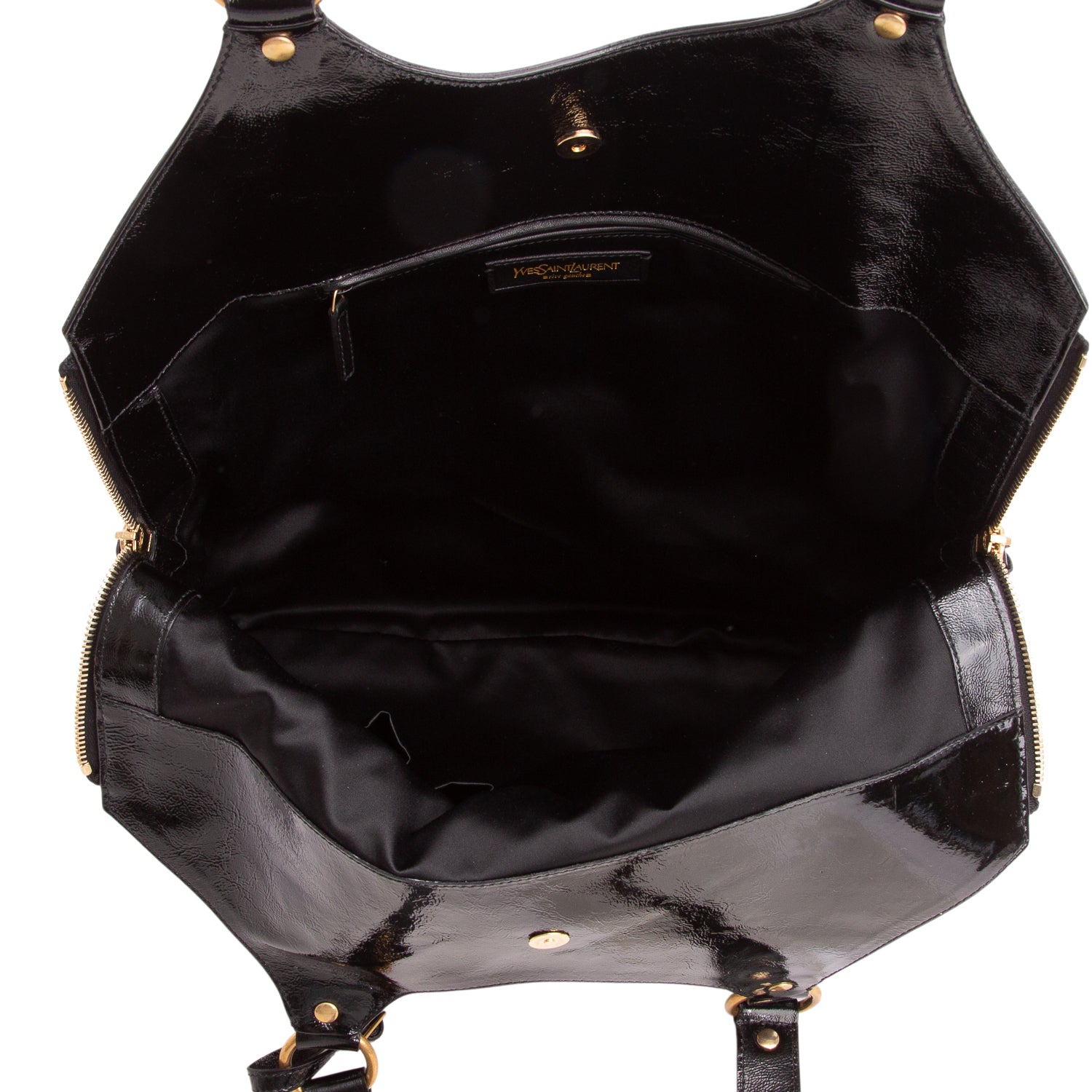 Saint Laurent Black Patent Leather Metropolis Tribute Tote