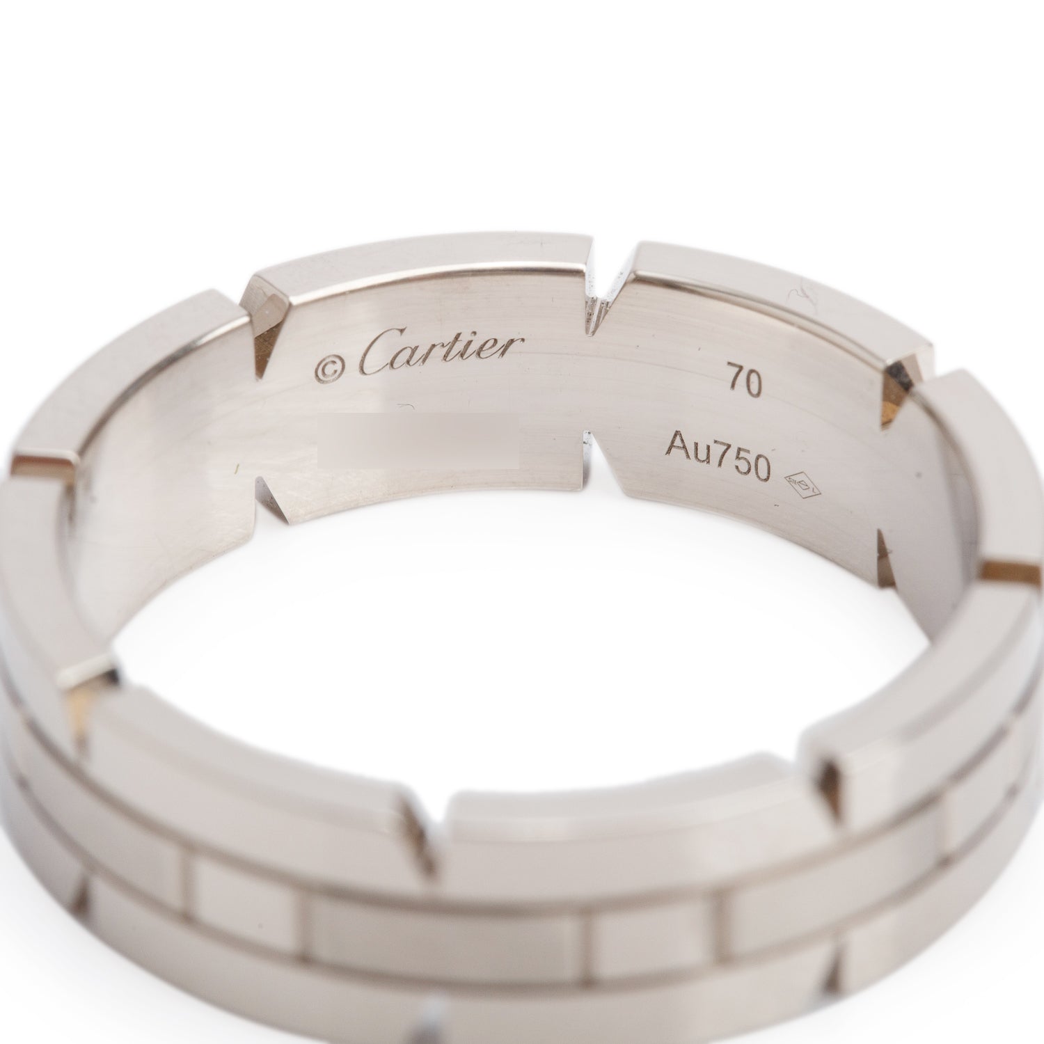 Cartier 18k White Gold Tank Francaise Ring, Size 70 13.25 w/ Box