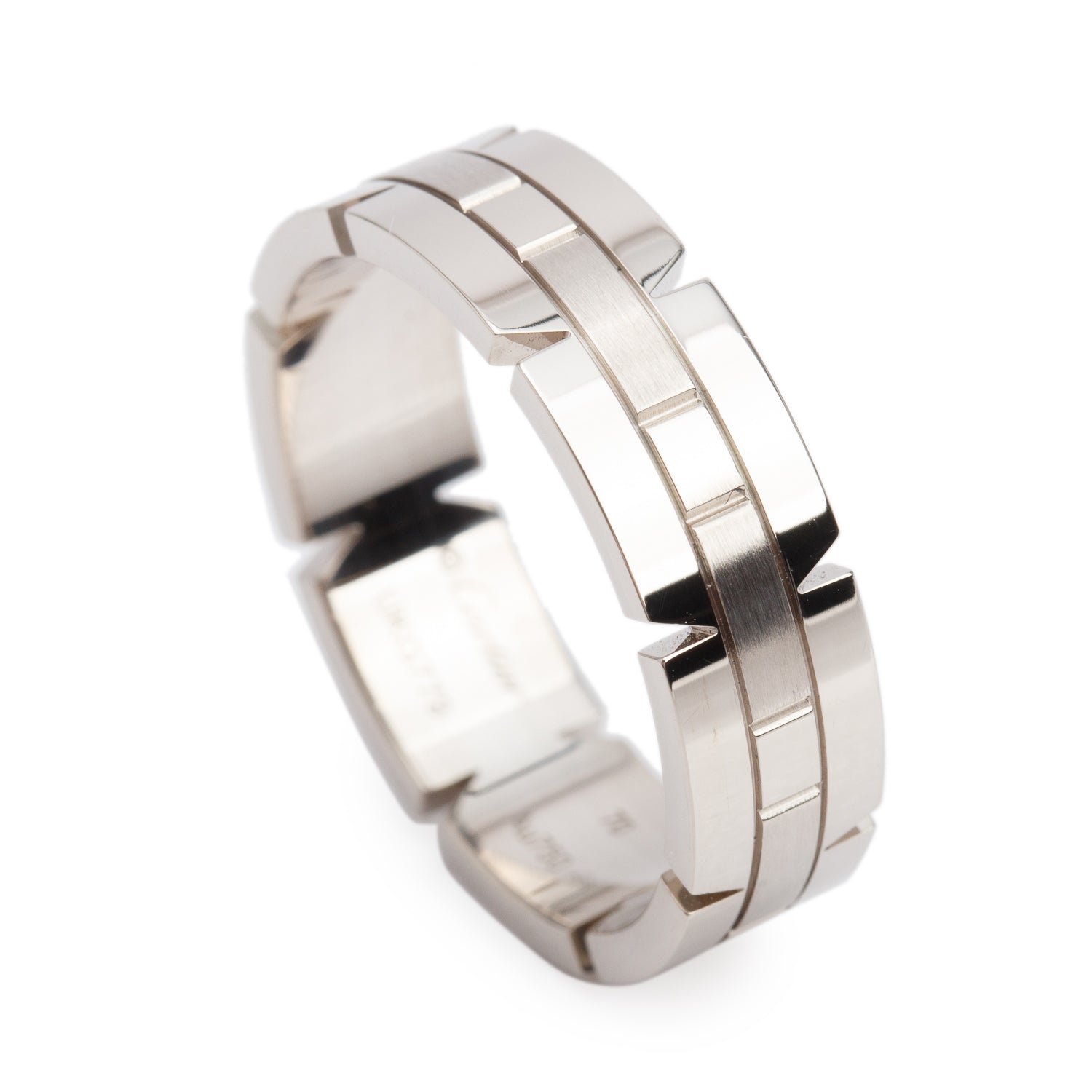 Cartier 18k White Gold Tank Francaise Ring, Size 70 13.25 w/ Box