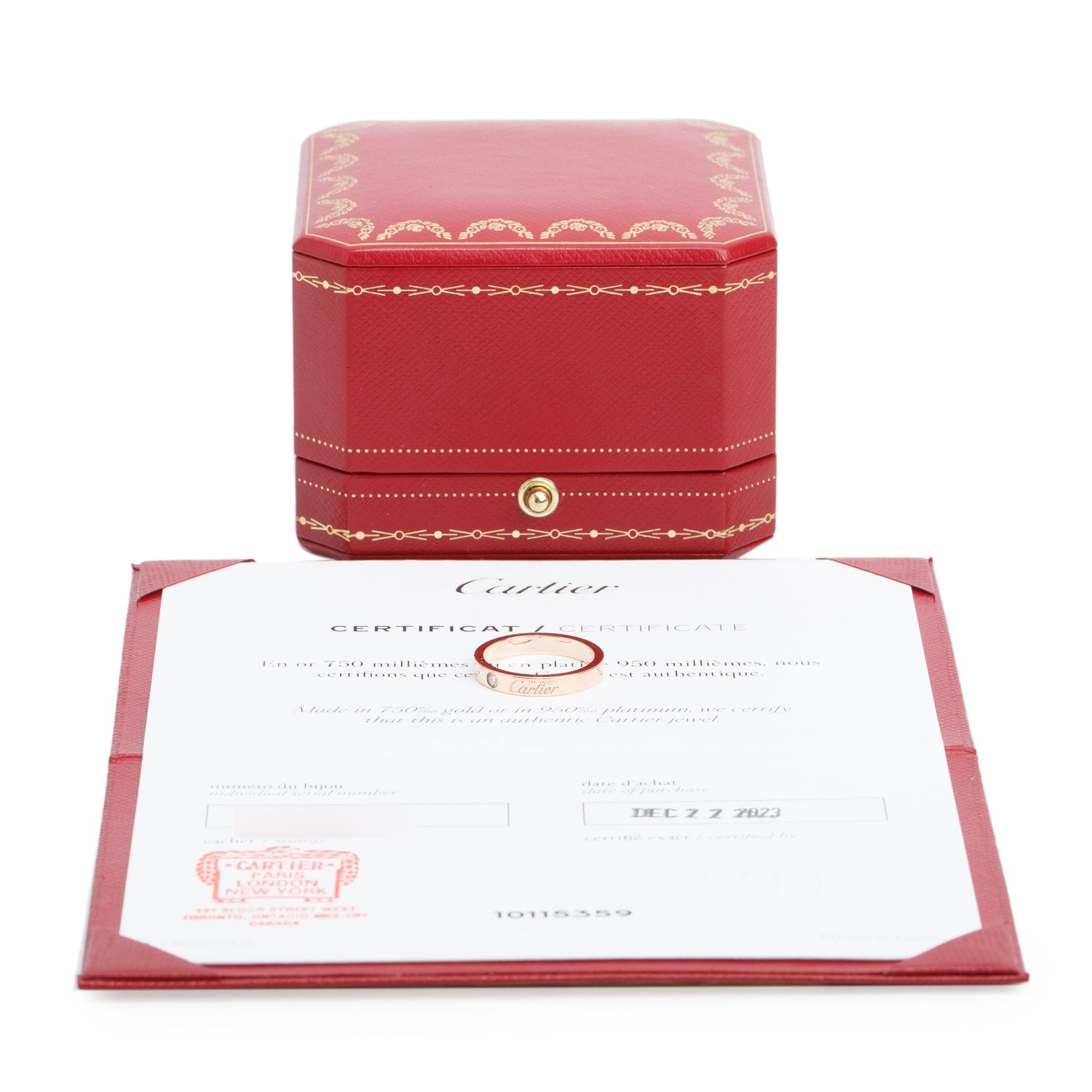Cartier 2023 18k Rose Gold 1 Diamond C de Cartier 3 MM Wedding Band Ring, Size 51 5.5 w/ Box & Certificate