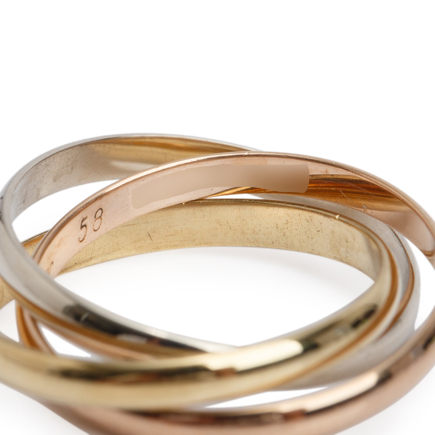 Cartier Vintage 18k Tri-Gold Classic Trinity Rolling Ring, Small Model Size 58 8.5 w/ Receipt