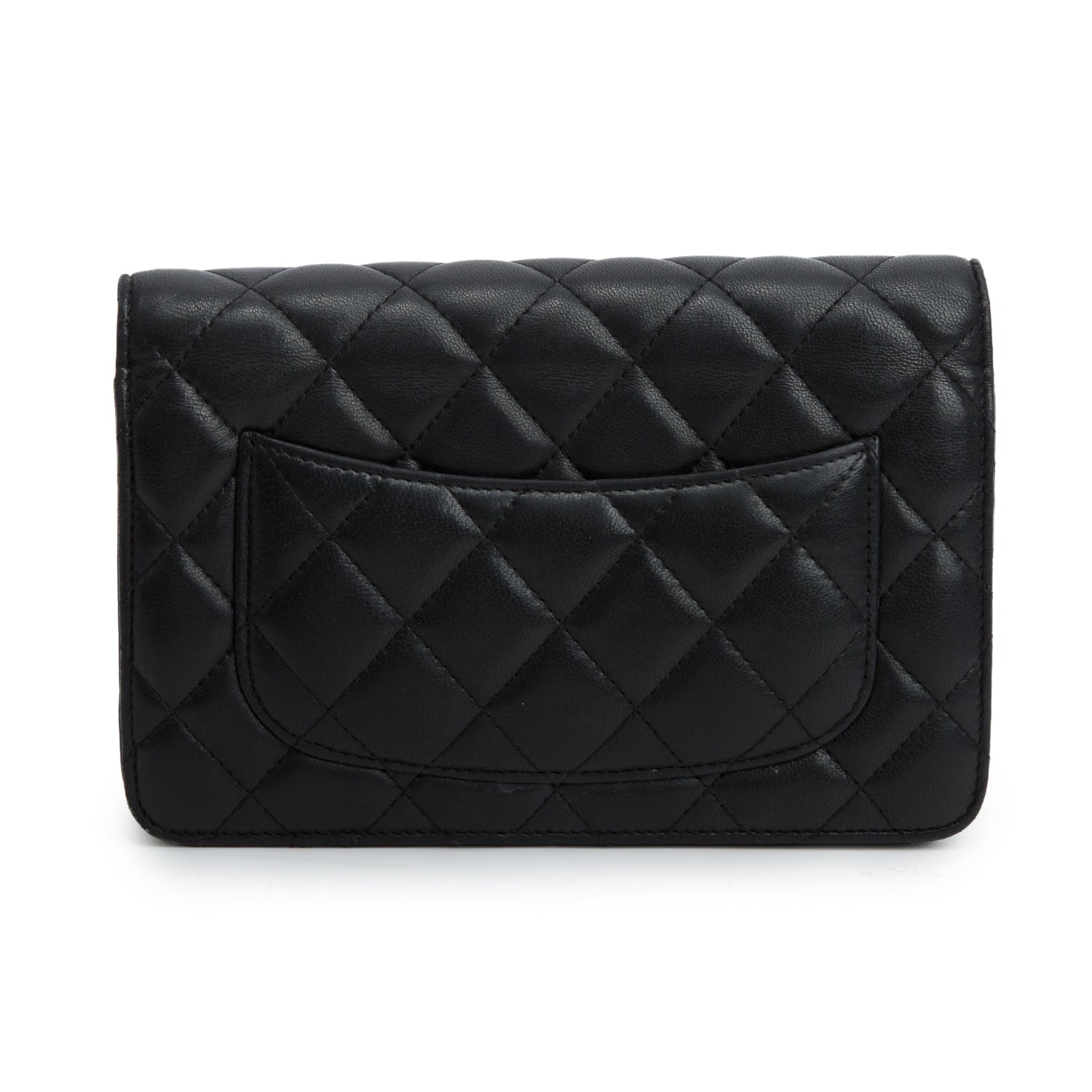 Chanel Black Lambskin Quilted Wallet on Chain WOC