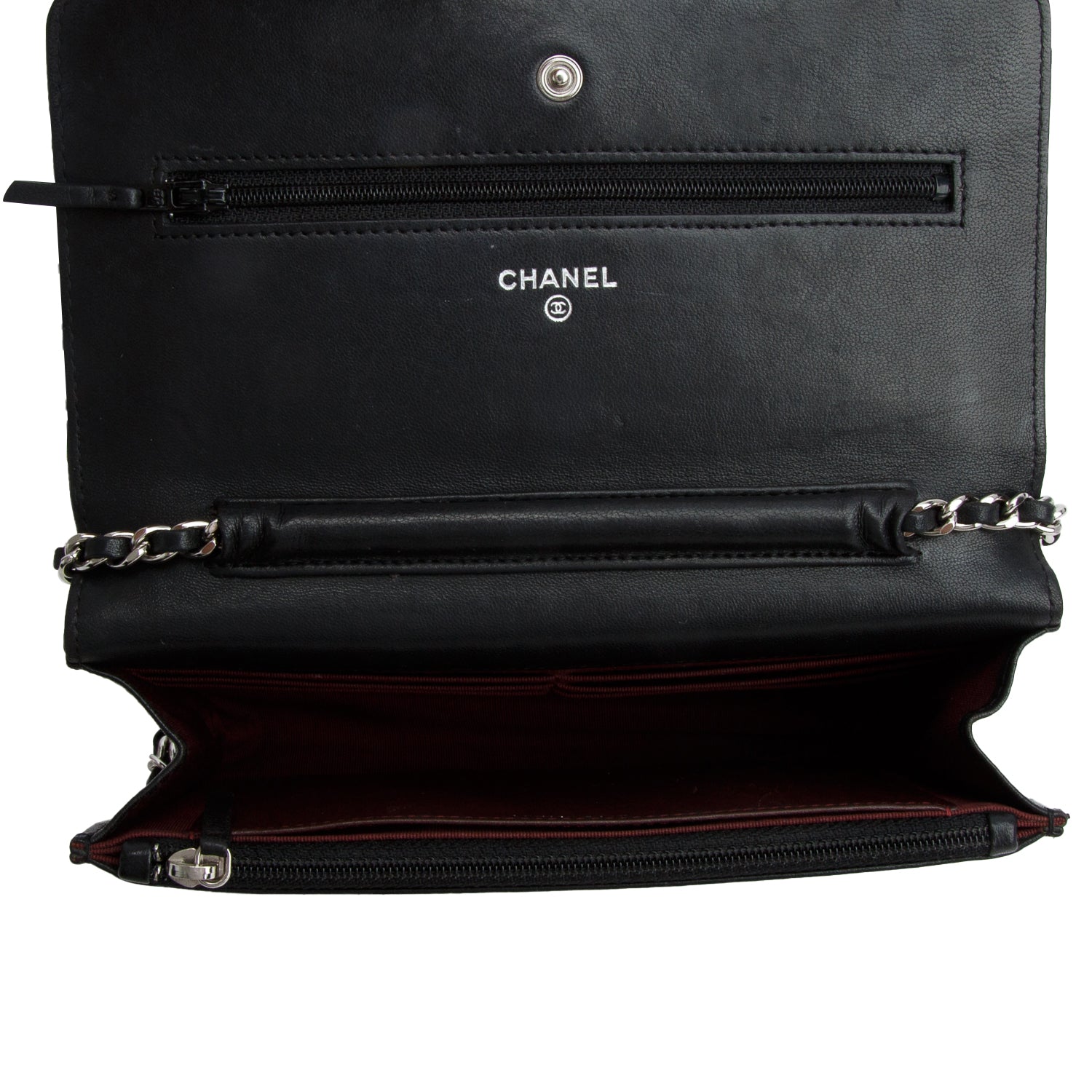 Chanel Black Lambskin Quilted Wallet on Chain WOC