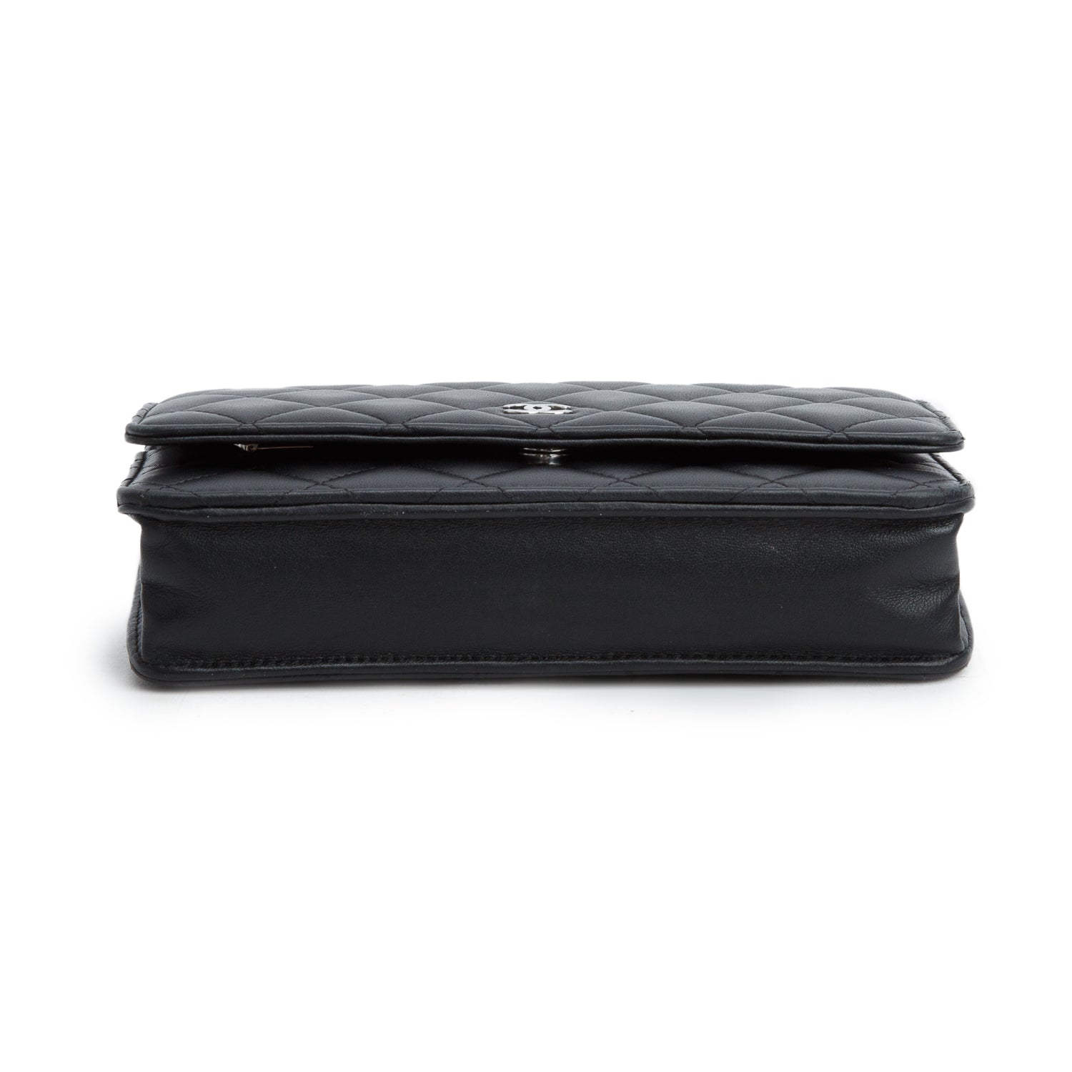 Chanel Black Lambskin Quilted Wallet on Chain WOC