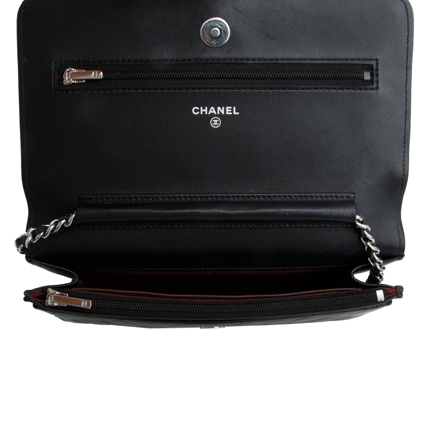 Chanel Black Lambskin Quilted Wallet on Chain WOC