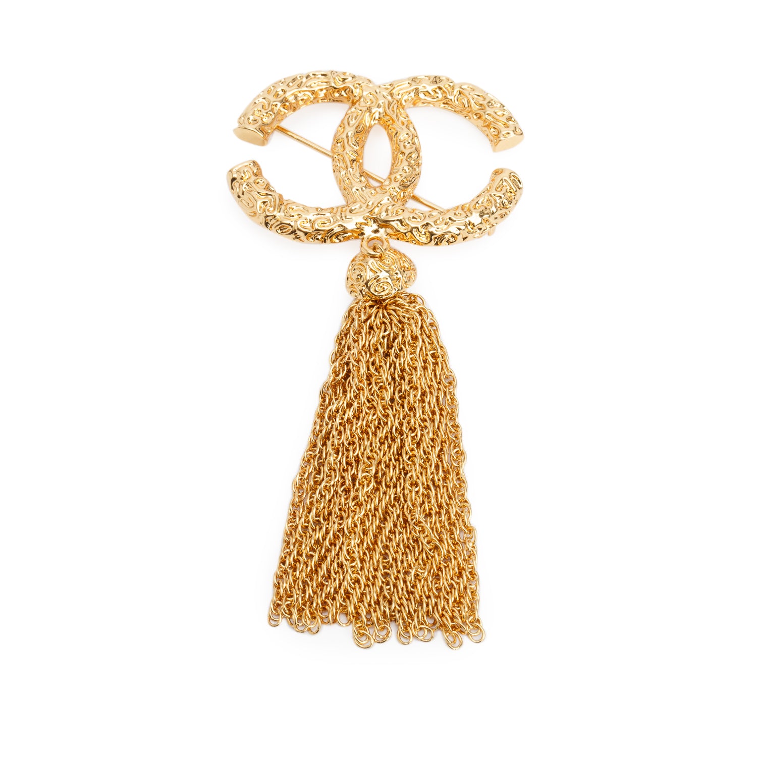 Chanel Vintage Gold Plated CC Tassel Brooch