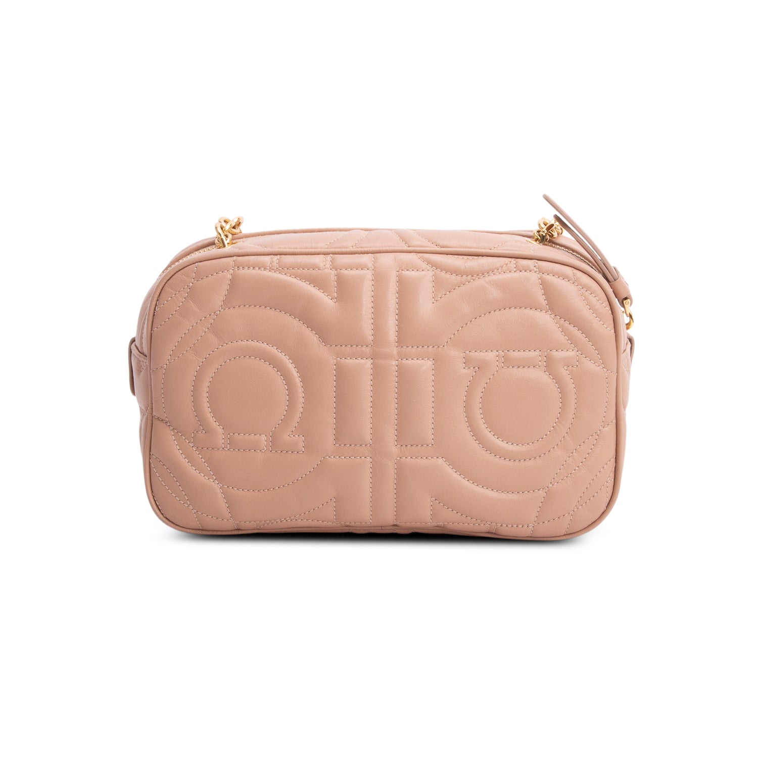 Ferragamo Pink Calfskin Quilted Gancini Camera Bag