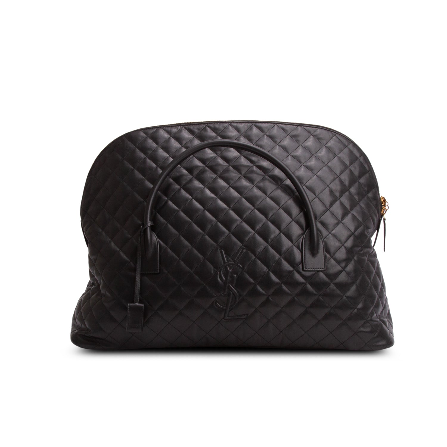 Saint Laurent 2023 Black Calfskin Quilted ES Giant Travel Bag w/ Strap
