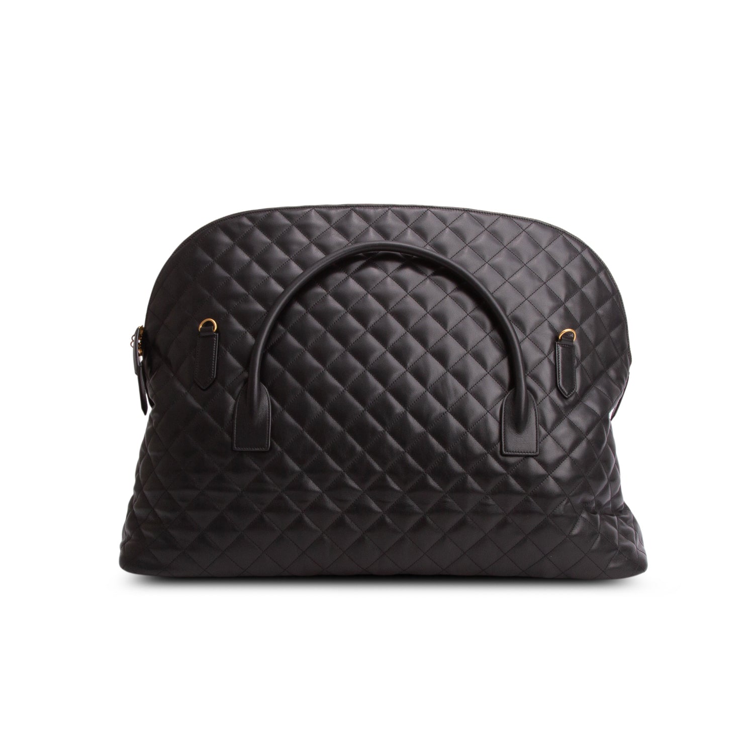 Saint Laurent 2023 Black Calfskin Quilted ES Giant Travel Bag w/ Strap
