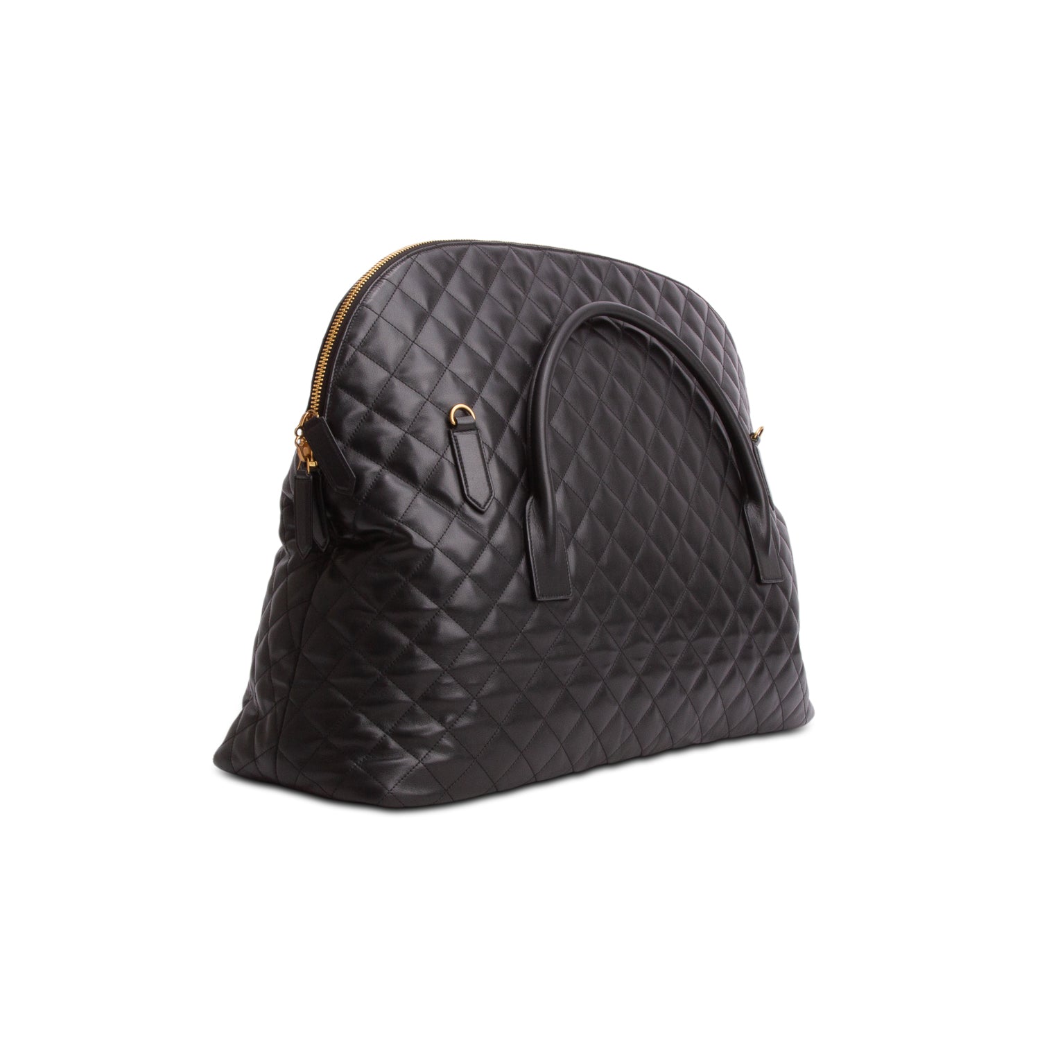 Saint Laurent 2023 Black Calfskin Quilted ES Giant Travel Bag w/ Strap