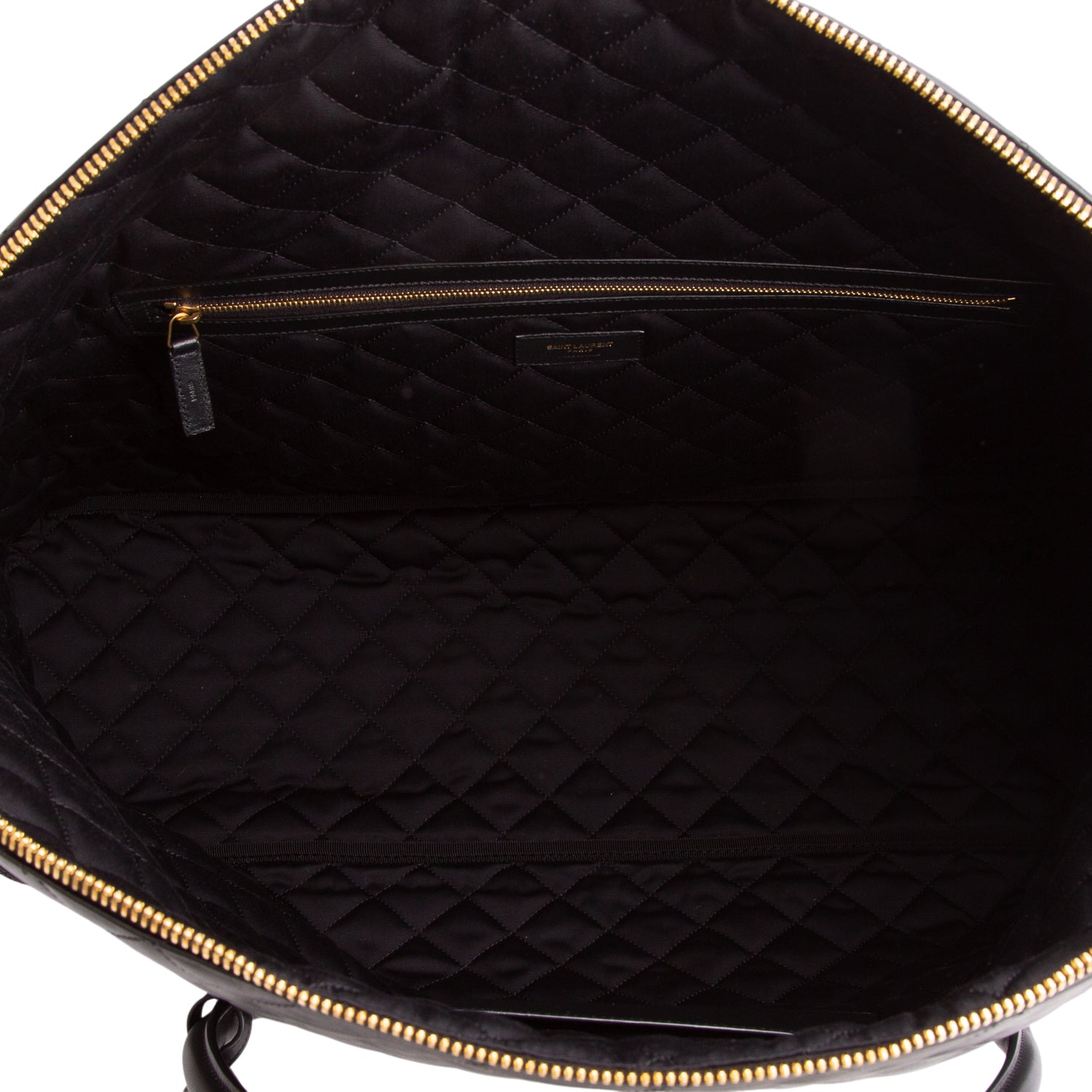Saint Laurent 2023 Black Calfskin Quilted ES Giant Travel Bag w/ Strap