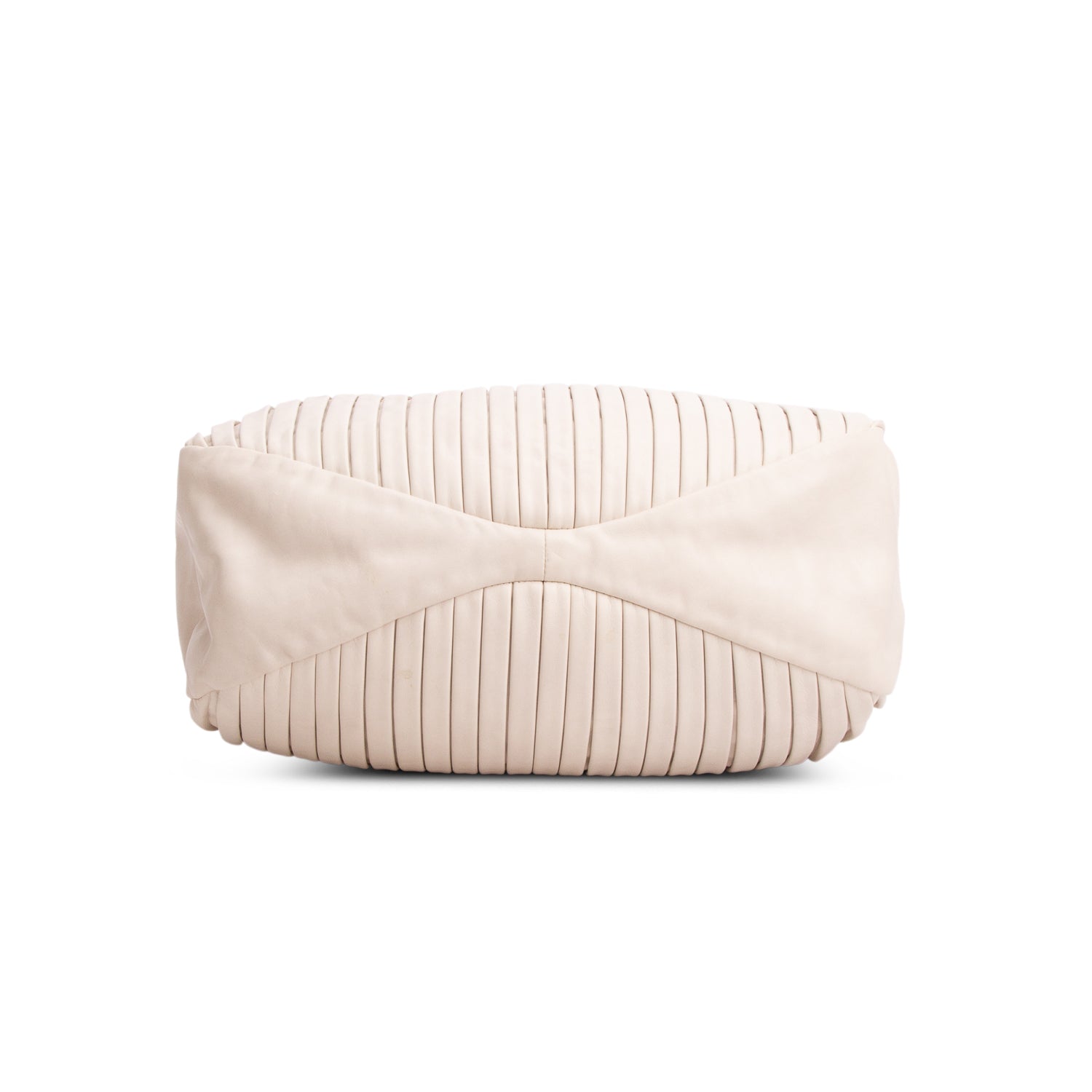 Miu Miu Cream Leather Plisse Accordion Bag w/ Strap