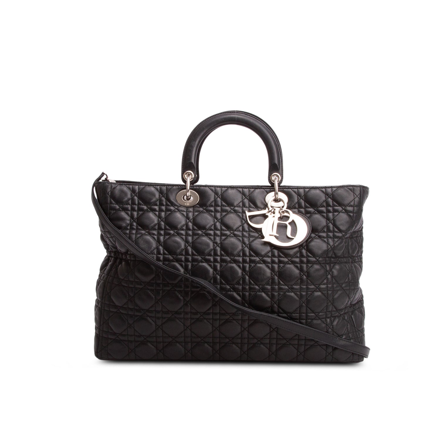 Christian Dior Black Lambskin Cannage w/ Strap