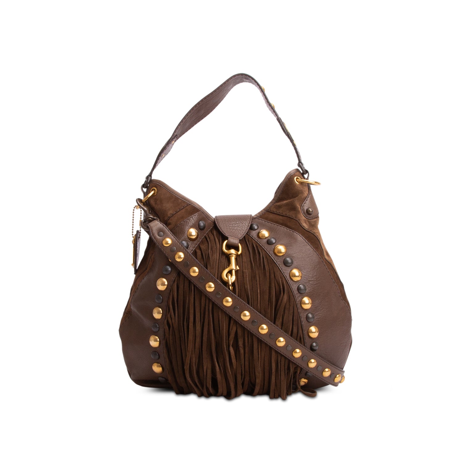 Gucci Brown Leather Suede Fringe Babouska Hobo w/ Strap