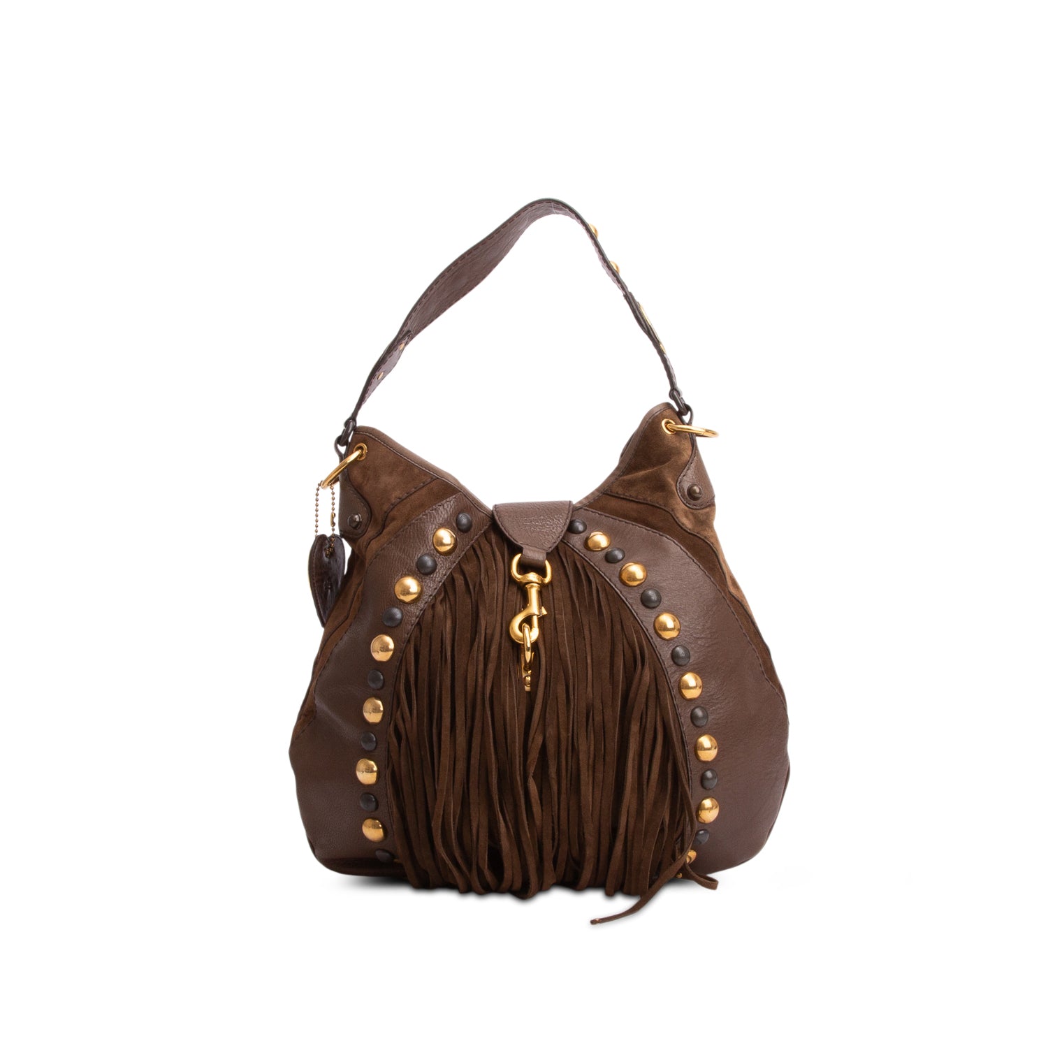 Gucci Brown Leather Suede Fringe Babouska Hobo w/ Strap