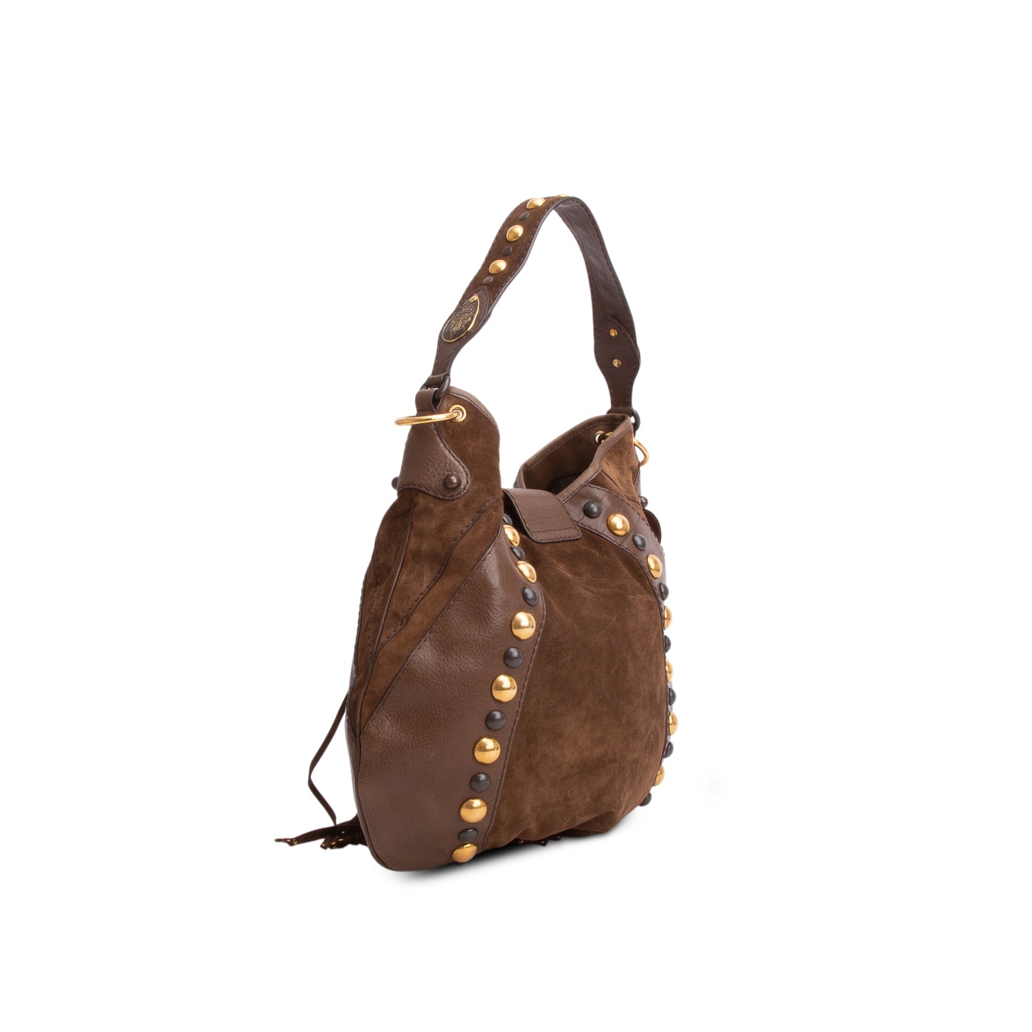 Gucci Brown Leather Suede Fringe Babouska Hobo w/ Strap