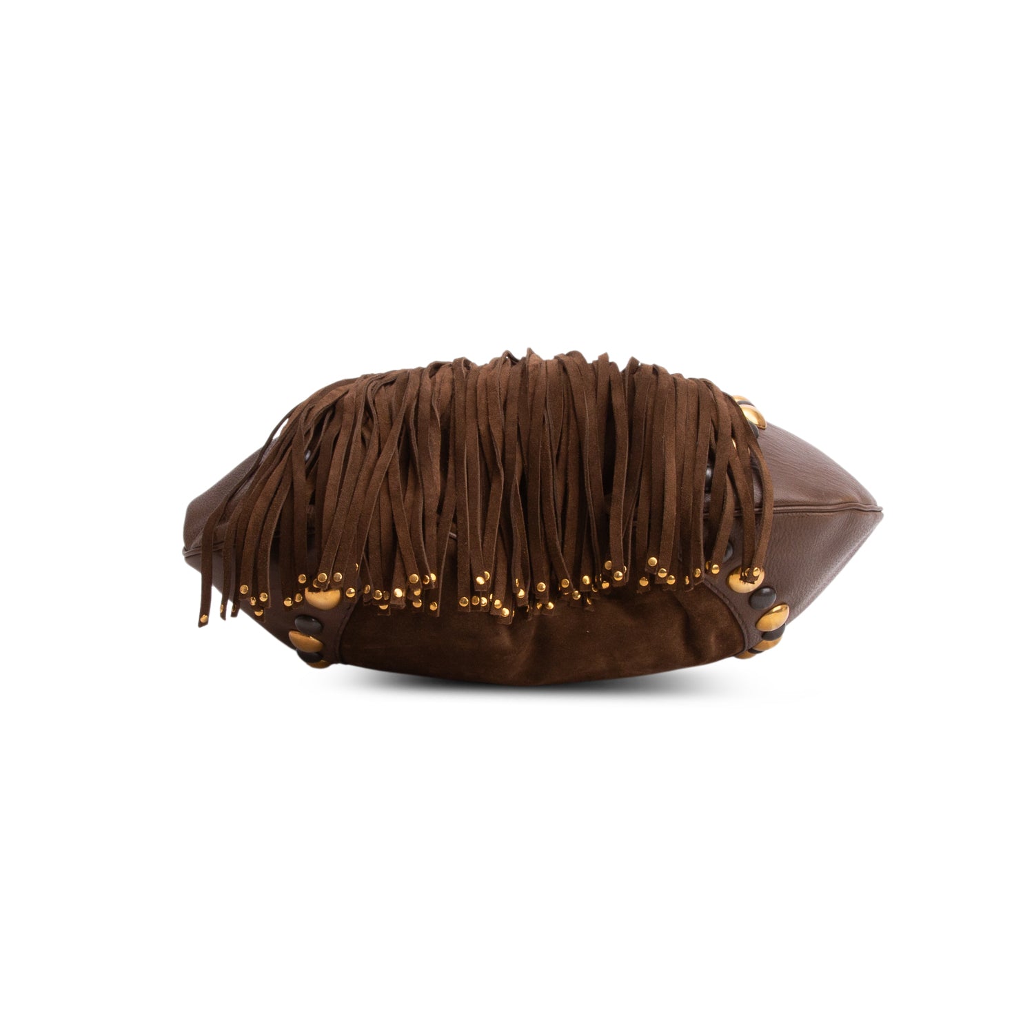Gucci Brown Leather Suede Fringe Babouska Hobo w/ Strap