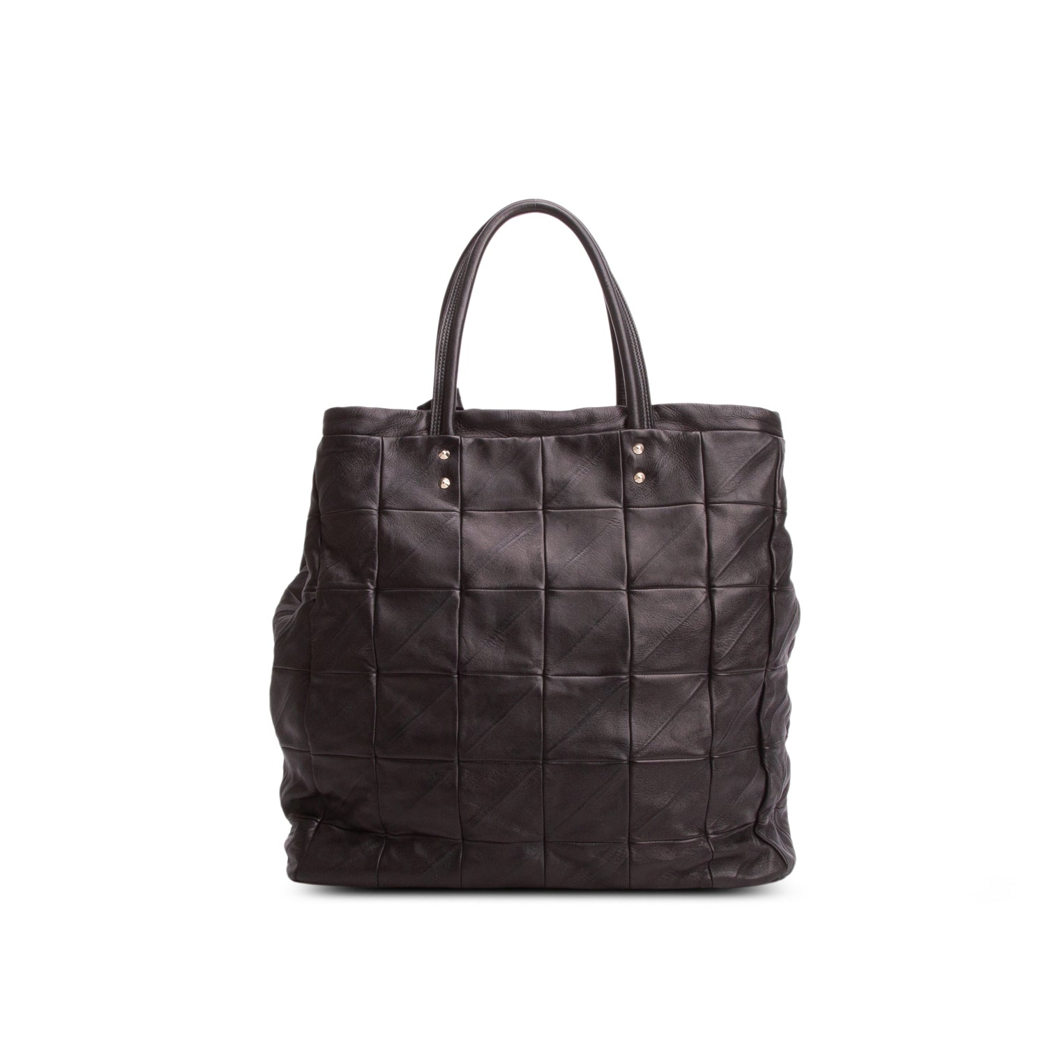 Saint Laurent Black Calfskin Square Quilted Tote Bag