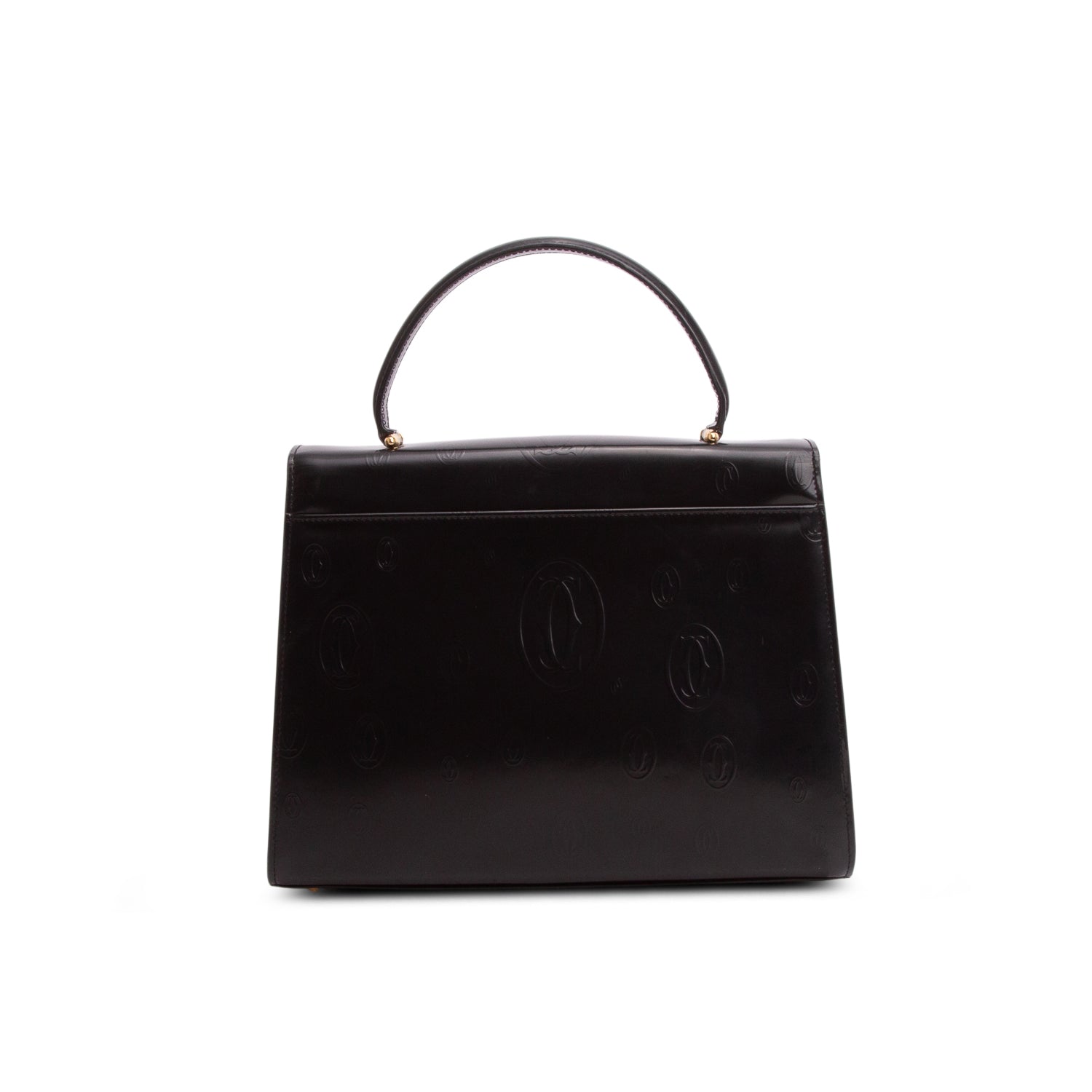 Cartier Black Patent Leather Happy Birthday Top Handle Bag w/ Authenticity Card