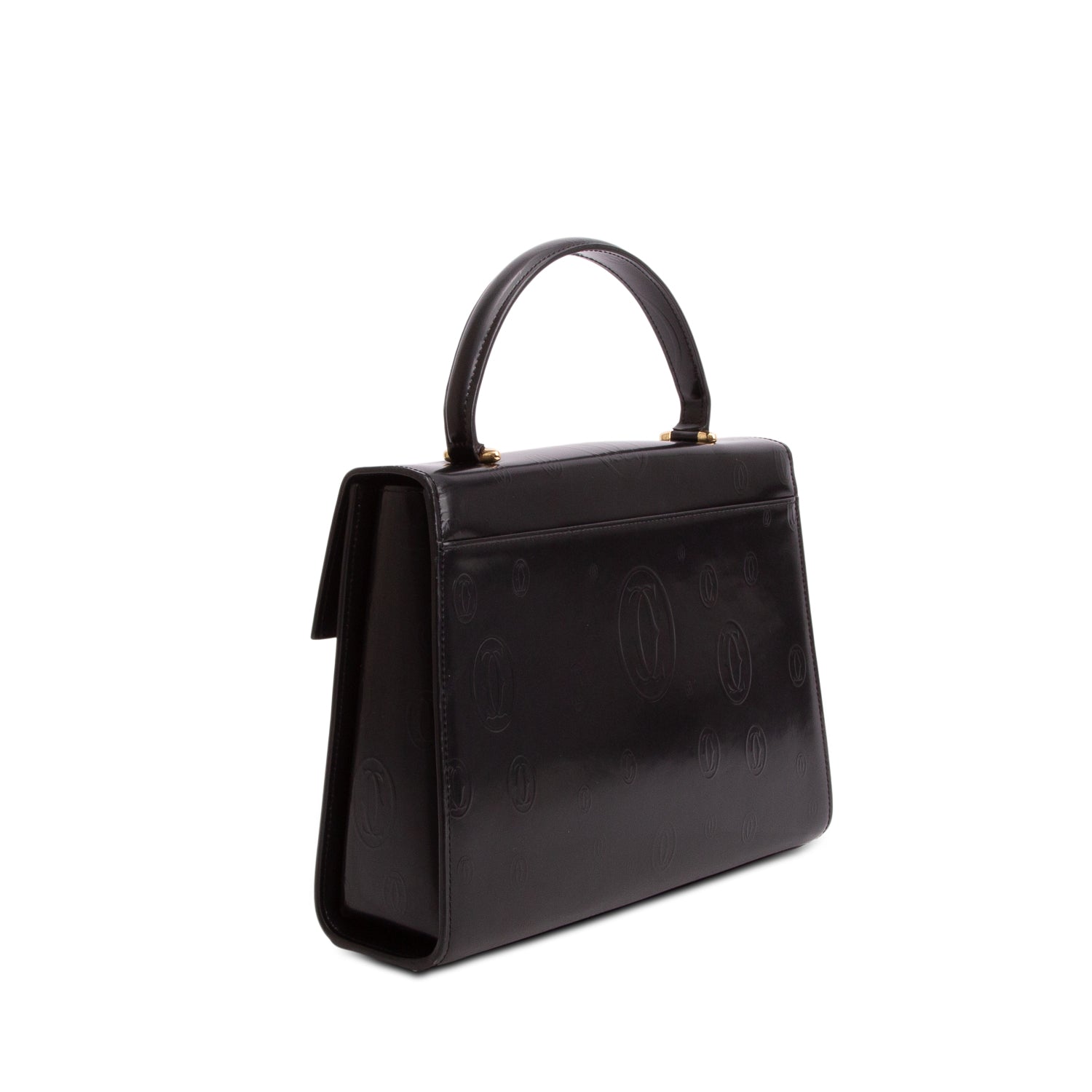 Cartier Black Patent Leather Happy Birthday Top Handle Bag w/ Authenticity Card