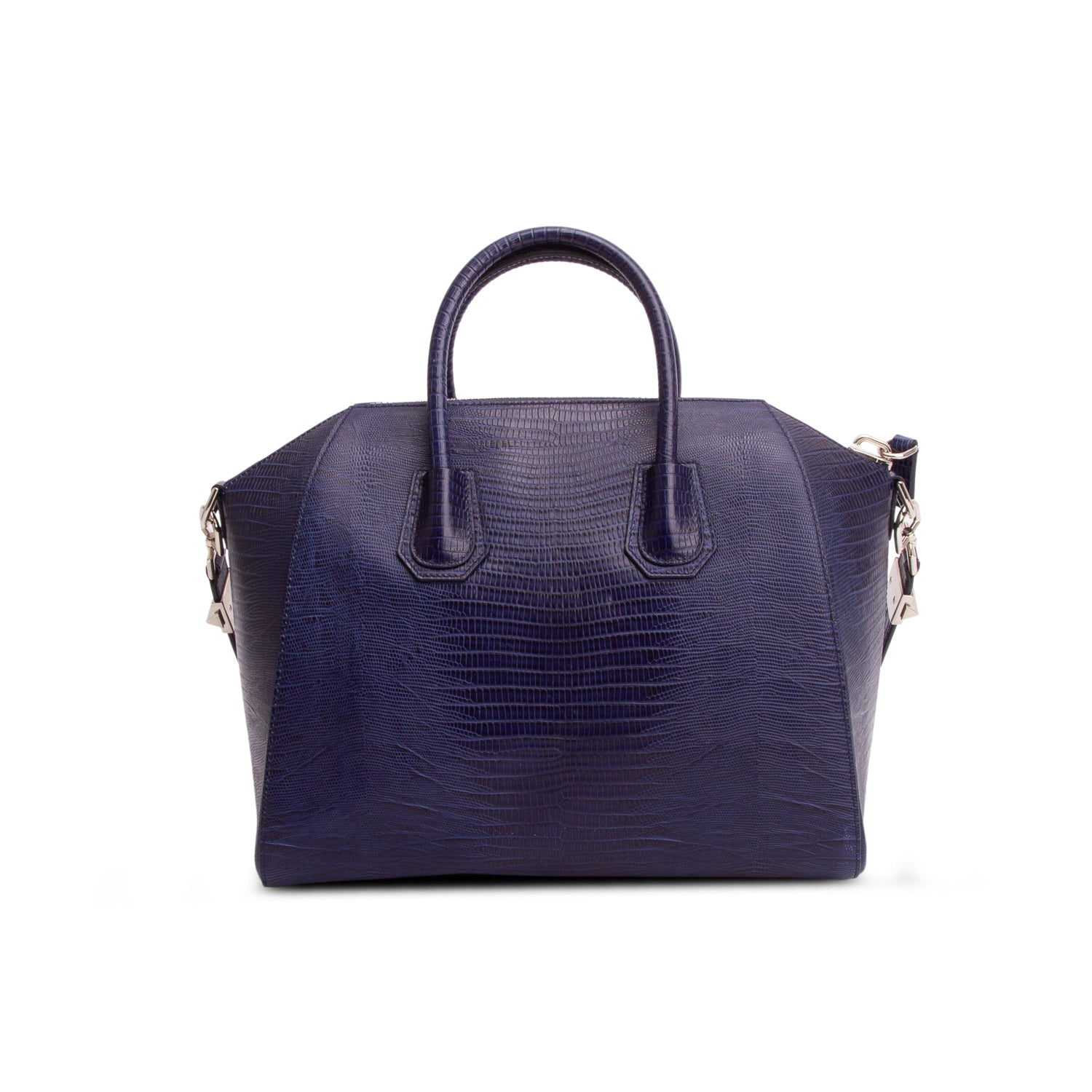 Givenchy Blue Calfskin Crocodile Embossed Leather Medium Antigona w/ Strap