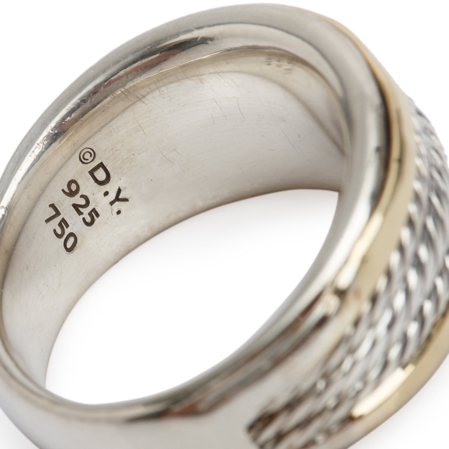David Yurman Sterling Silver & 18k Yellow Gold Wheaton Cable Band, Size 7