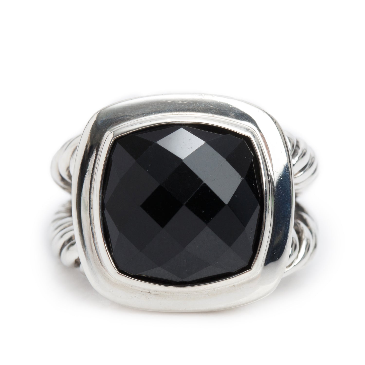 David Yurman Sterling Silver Black Onyx Albion Ring, Size 8.5