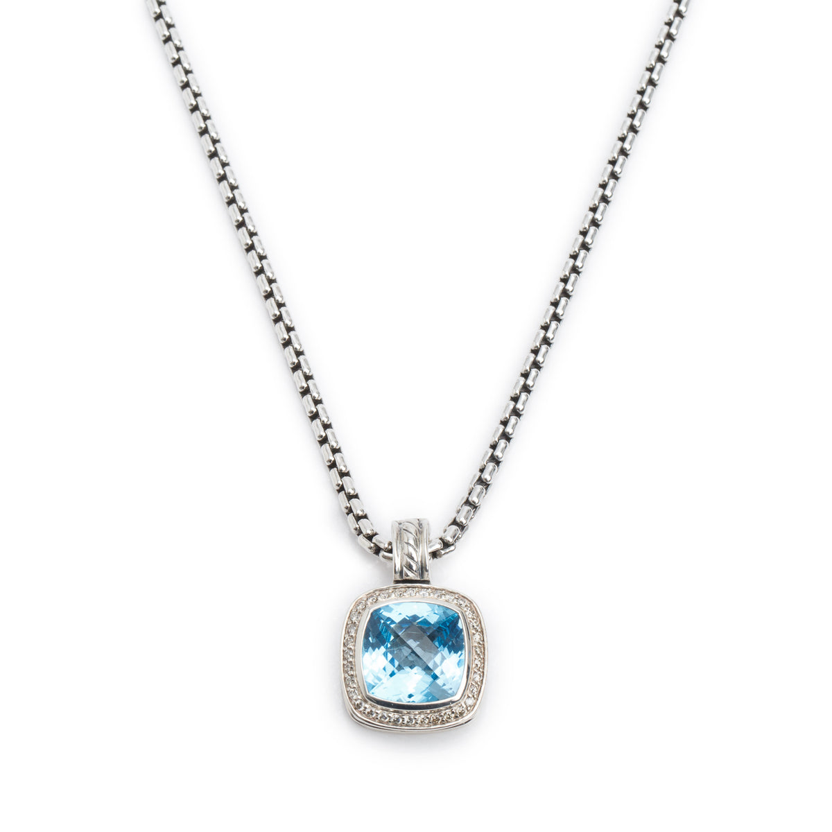 David Yurman Sterling Silver Blue Topaz & Diamond Petite Albion