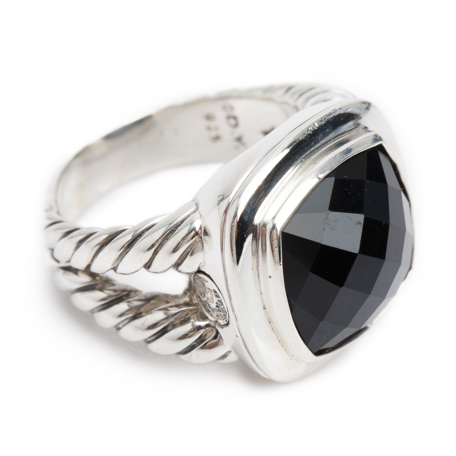 David Yurman Sterling Silver Black Onyx Albion Ring, Size 8.5