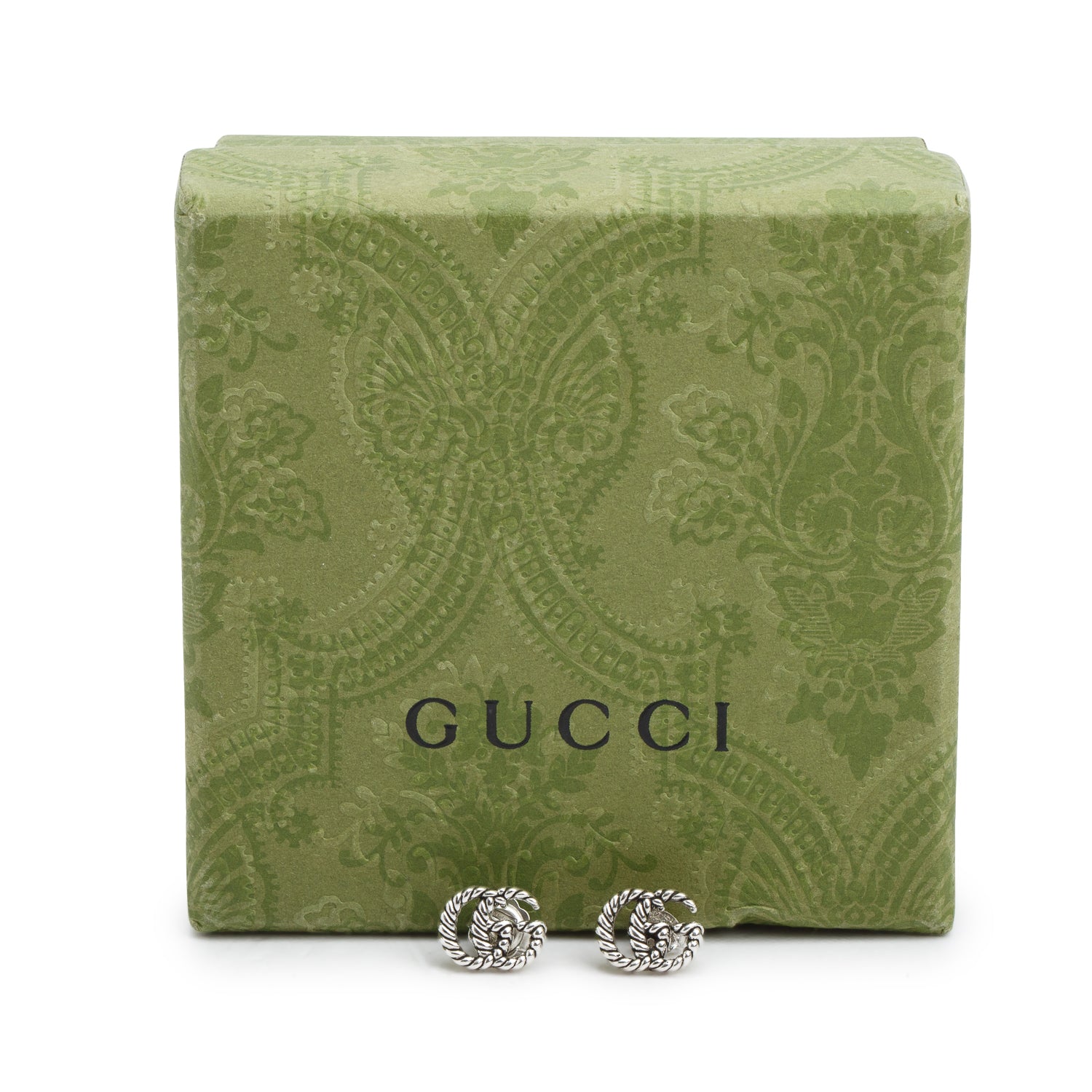 Gucci Sterling Silver Marmont GG Stud Earrings w/ Box
