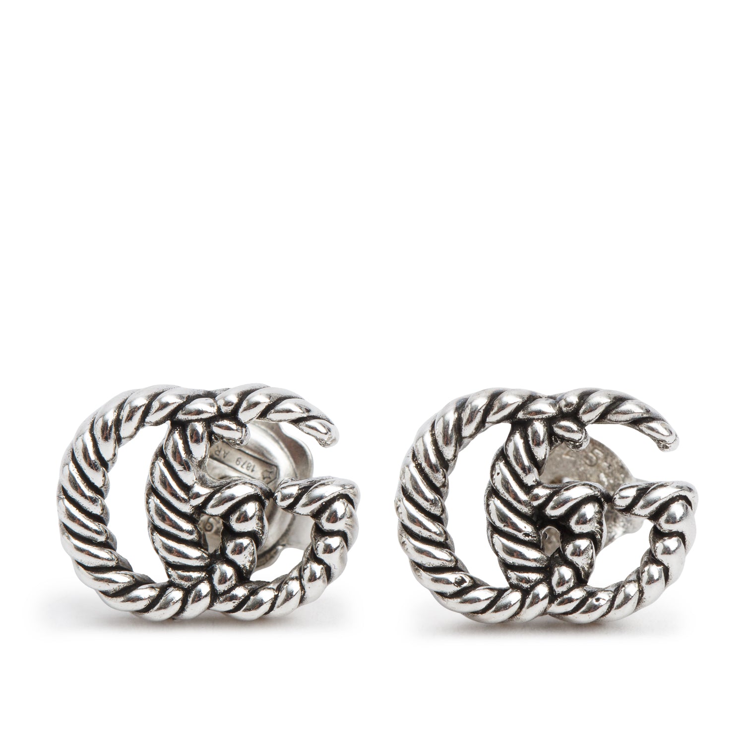 Gucci Sterling Silver Marmont GG Stud Earrings w/ Box