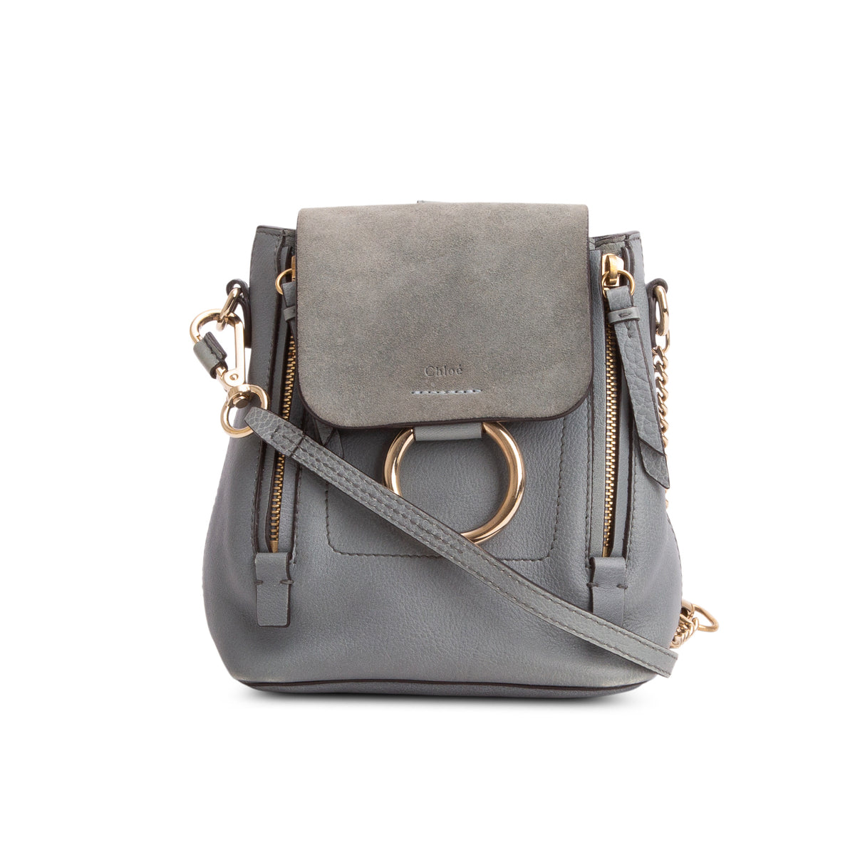 chloe mini faye backpack nordstrom Leather & Suede - Small Grained calfskin and suede backpack in black Bag Faye Backpack Faye Bag