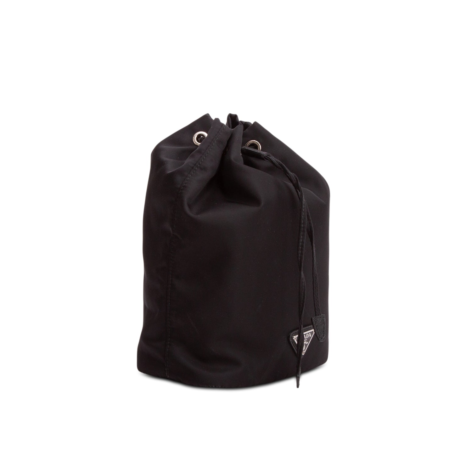 Prada Black Re-Nylon Bucket Pouch Wristlet w/ Chain