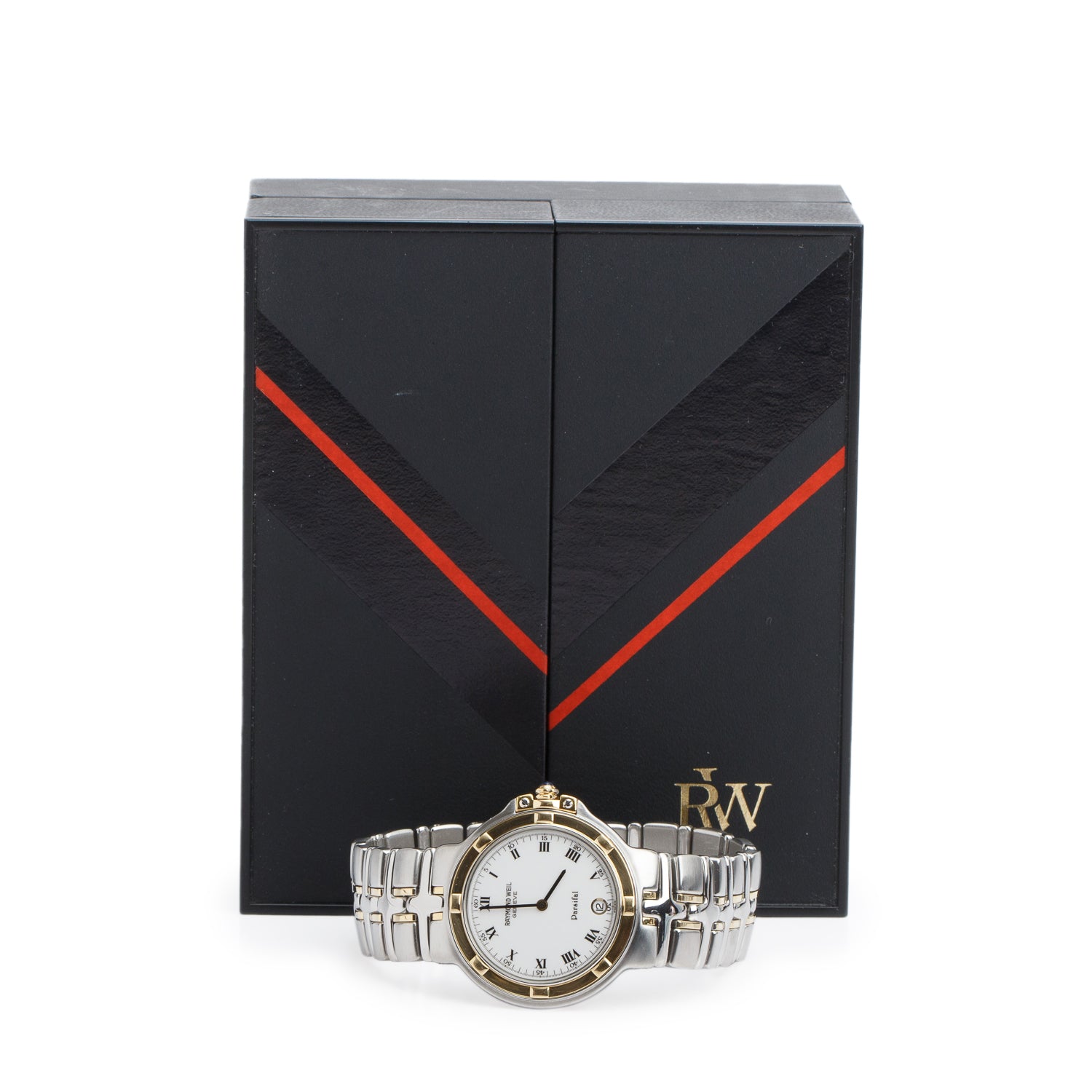 Raymond Weil Two-Tone Stainless Steel 34 MM Parsifal Quartz Watch White Dial 9190 w/ Box & Receipt