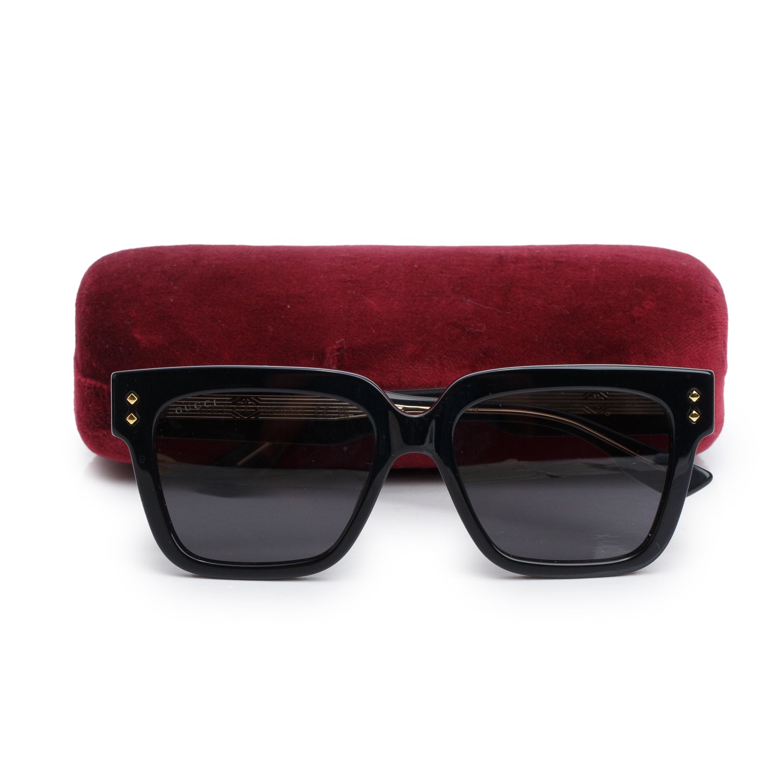 Gucci GG1084S Black Acetate Square Frame Sunglasses w/ Case